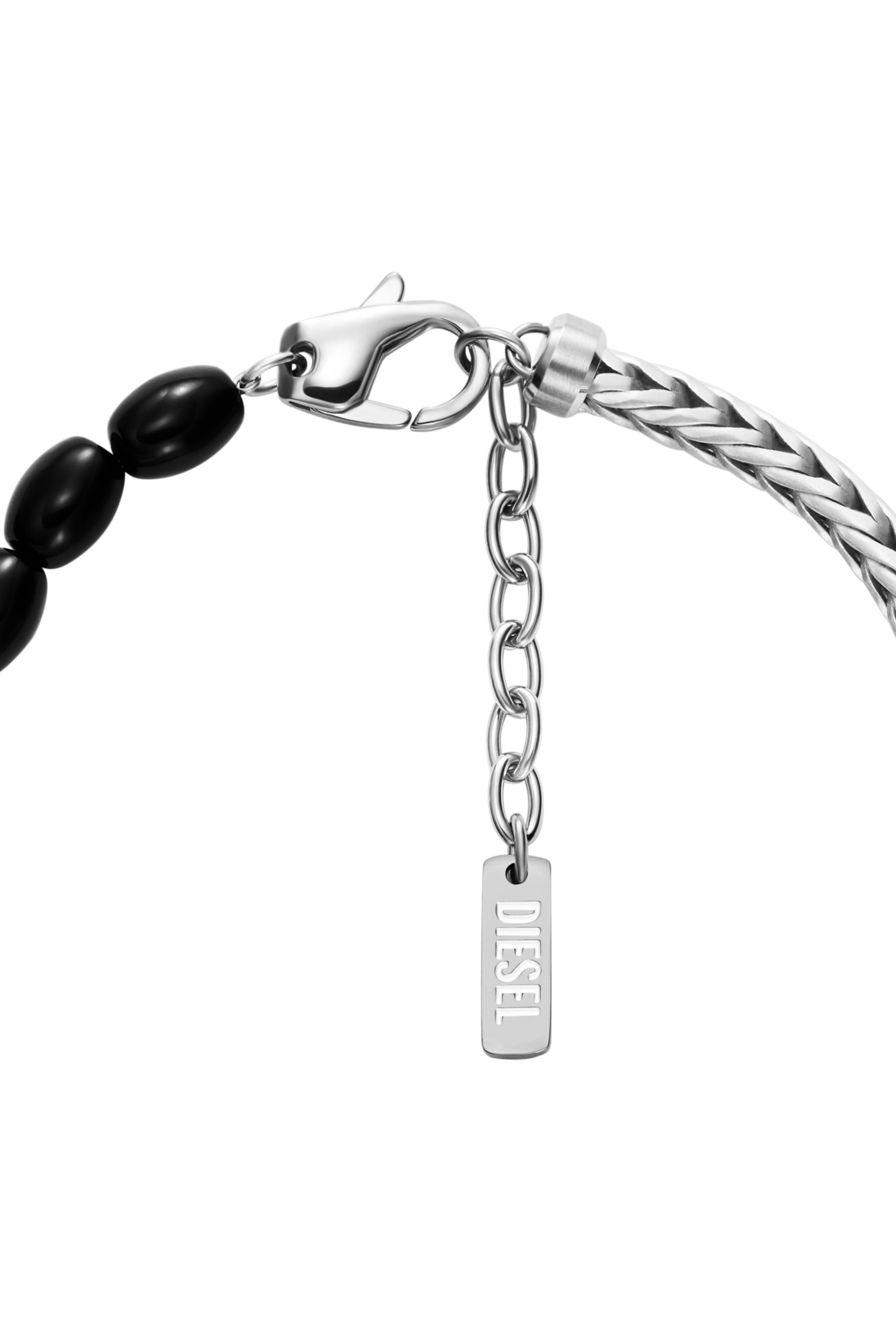Diesel - DX1714040, Bracelet en perles d&rsquo;agate noire Mixte in Gris argent&eacute; - 2
