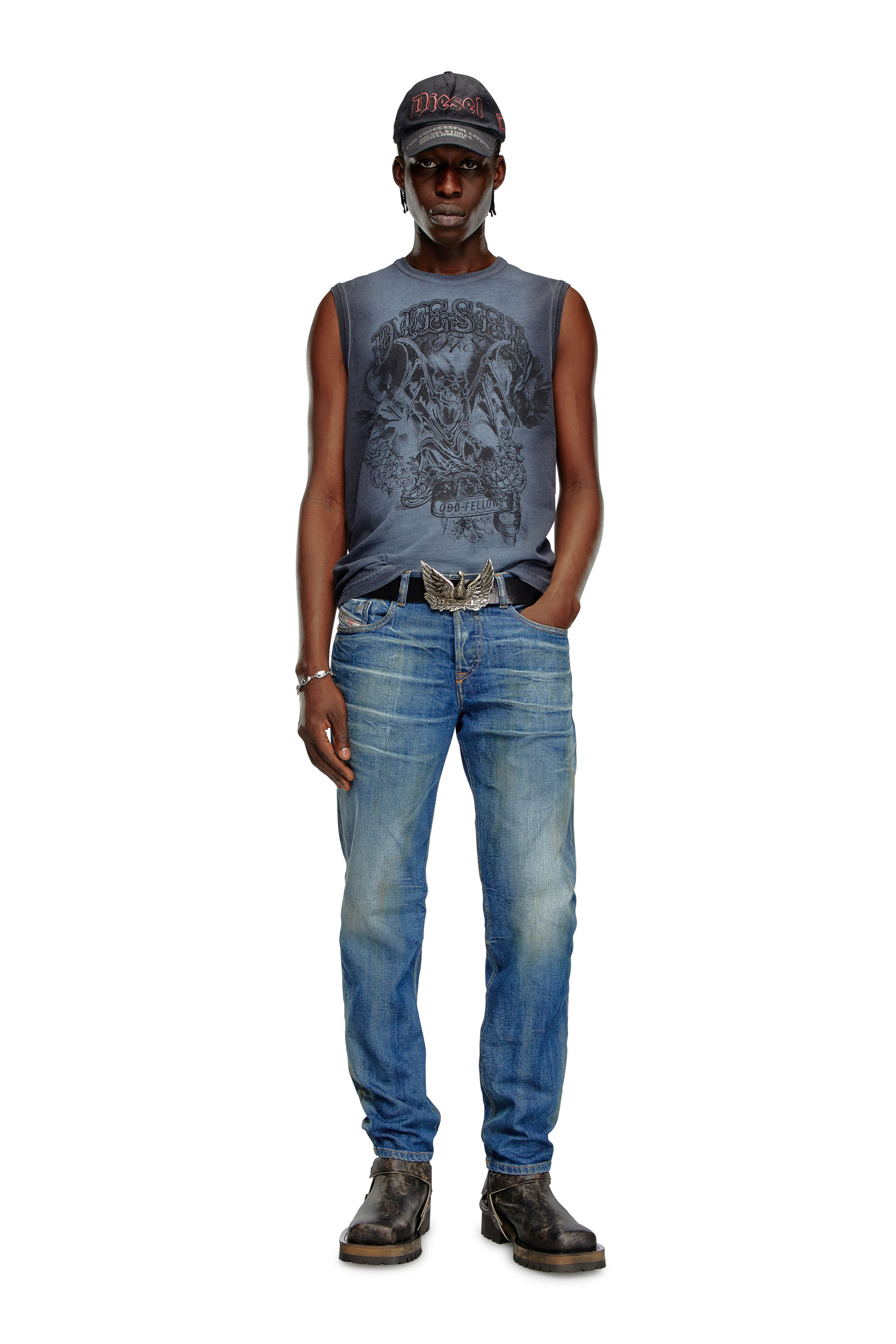 Diesel - Tapered Jeans 2023 D-Finitive 09J66, Bleu moyen - Image 4