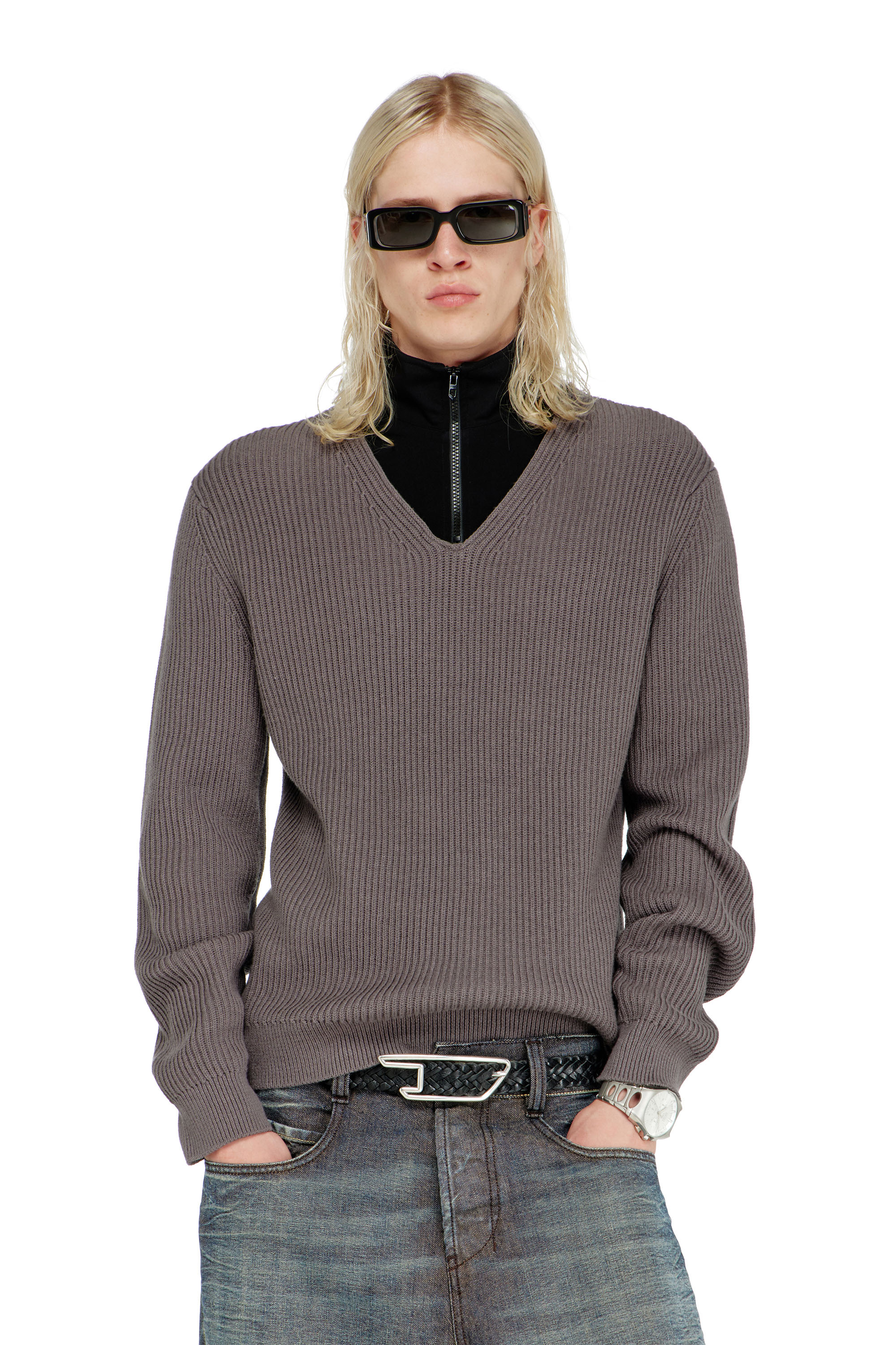 Diesel - K-MAMU, Pull &agrave; zip court avec col superpos&eacute; Homme in Polychrome - 1