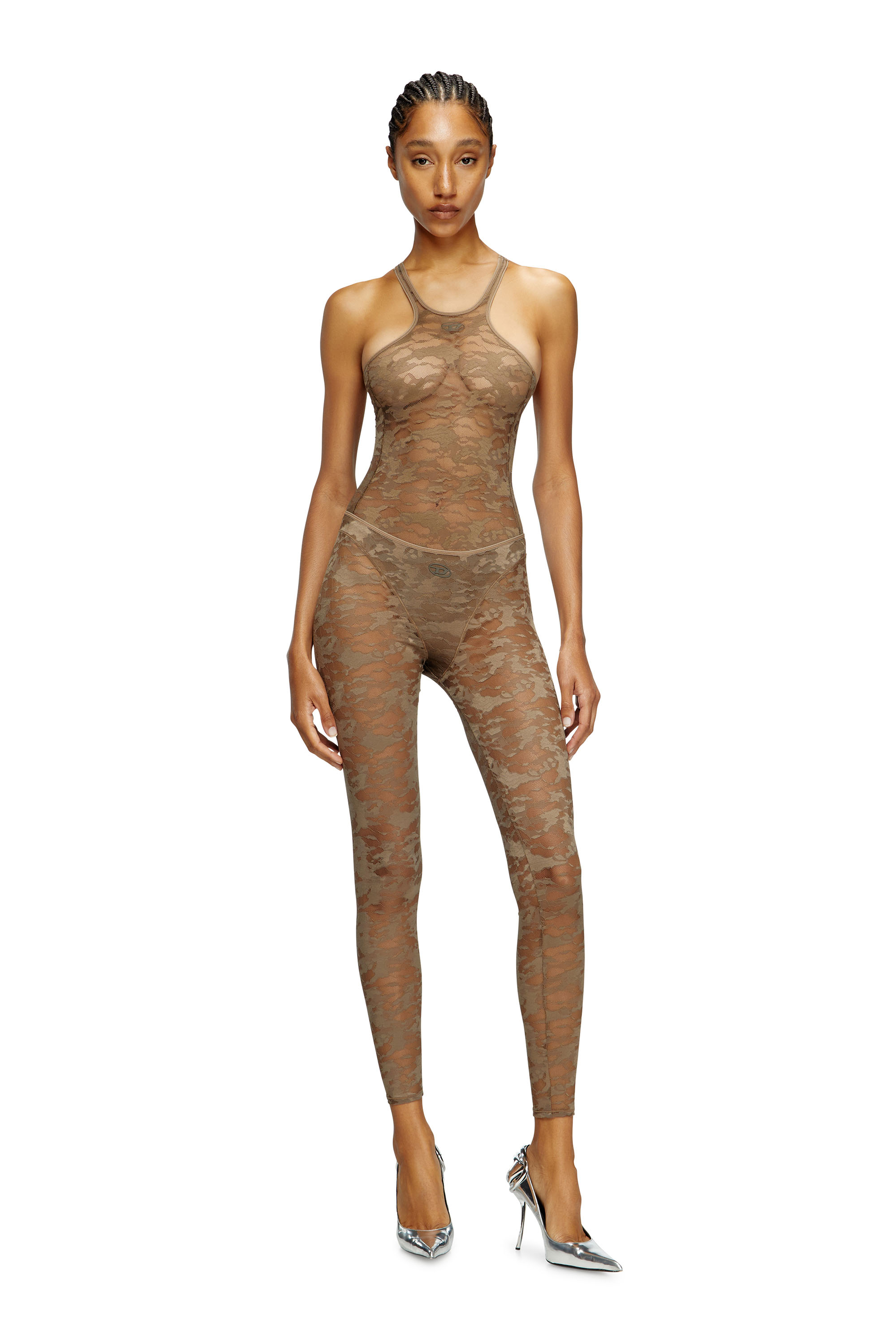 Diesel - CLAIRE-UTLT, Legging en dentelle camouflage Femme in Marron - 1