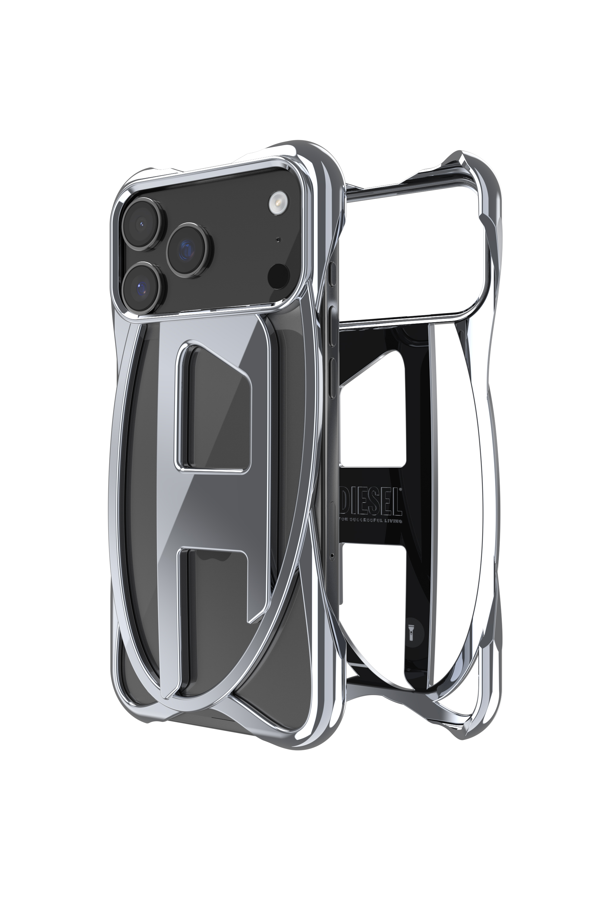 Diesel - 60446  D FRAME CASE, Étui brillant Caged D pour iPhone 17 Pro Max Mixte in Gris - 1