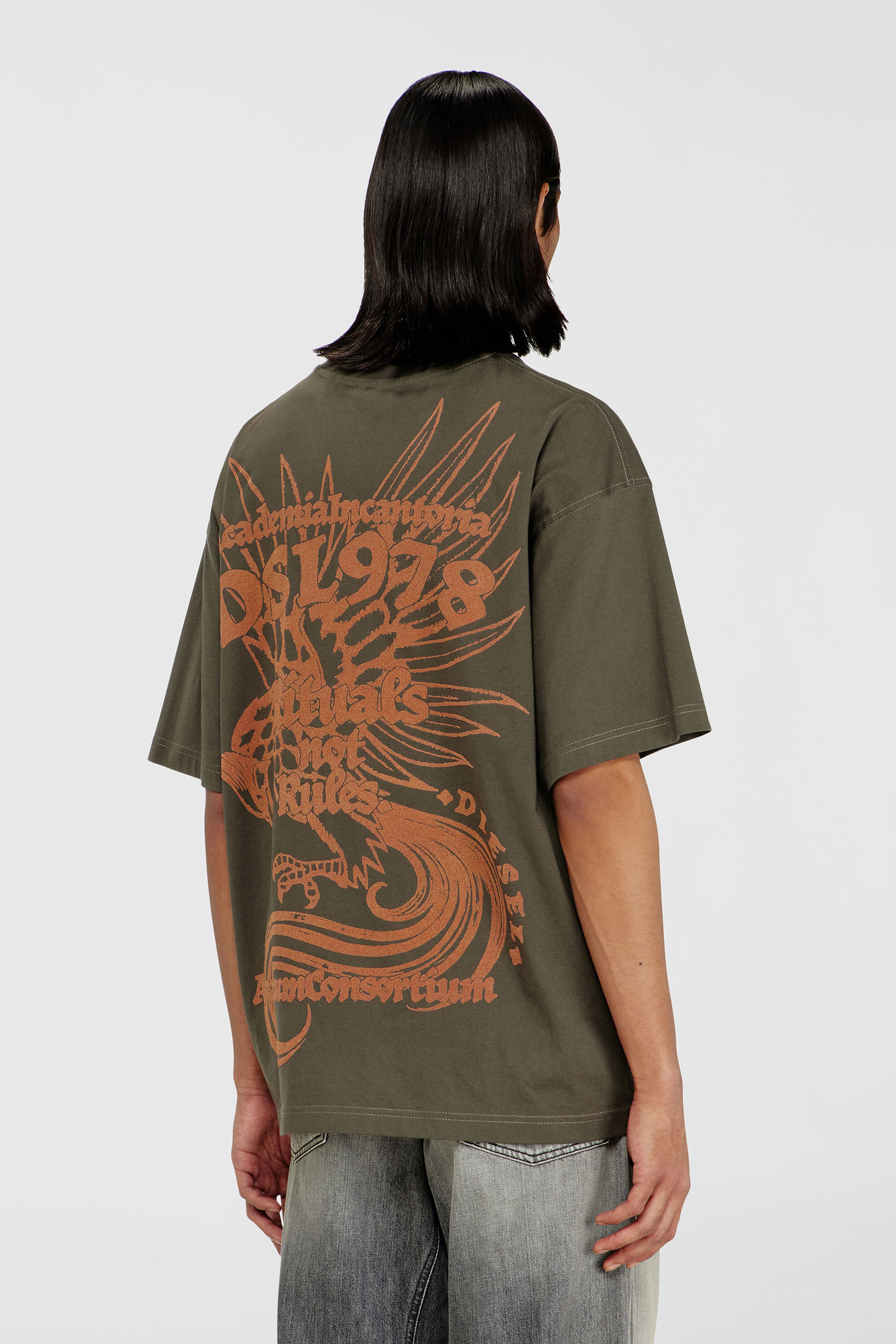 Diesel - T-BOXT-AA11, T-shirt en jersey avec imprim&eacute; floqu&eacute; Homme in Vert - 4