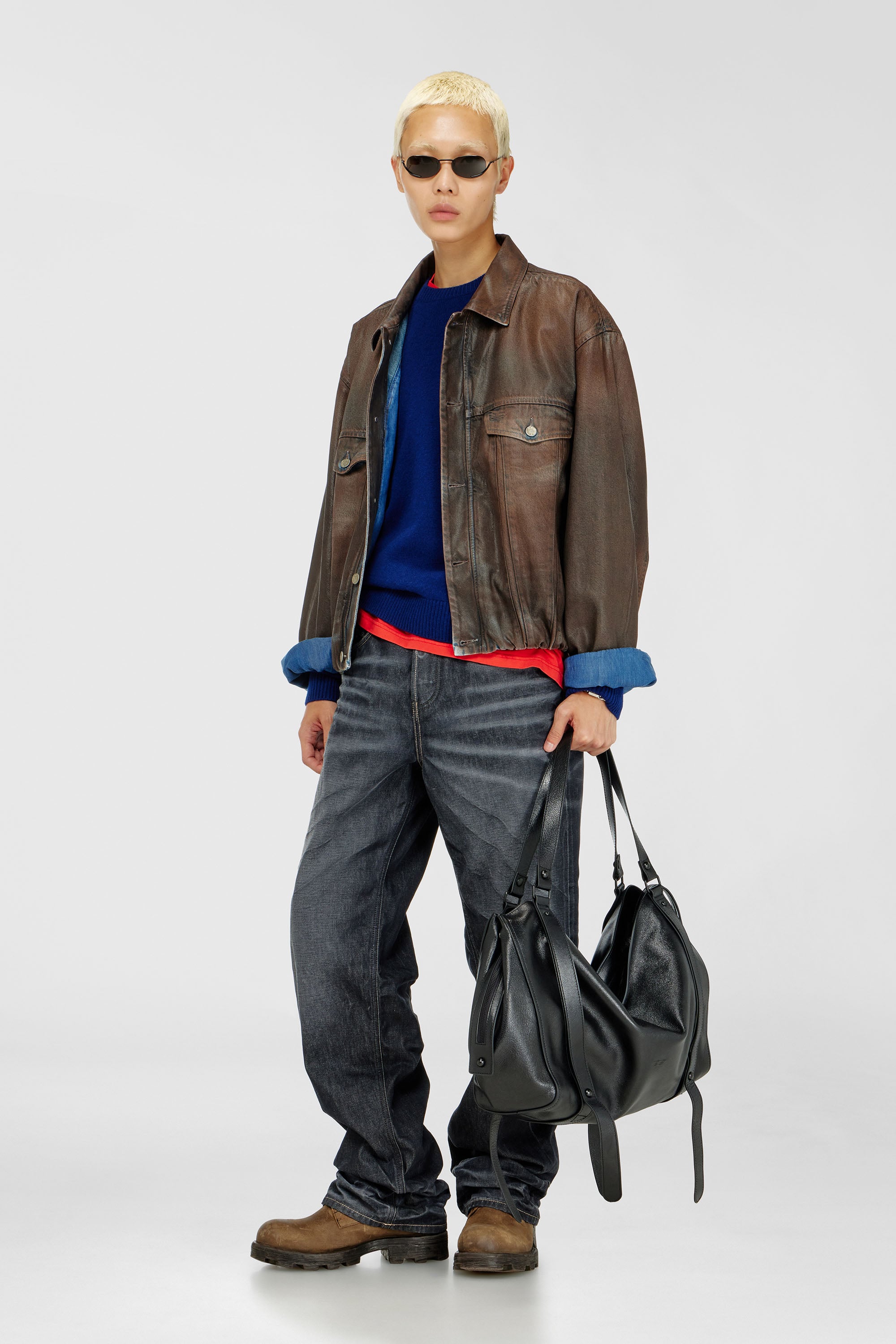 Veste trucker en denim enduit