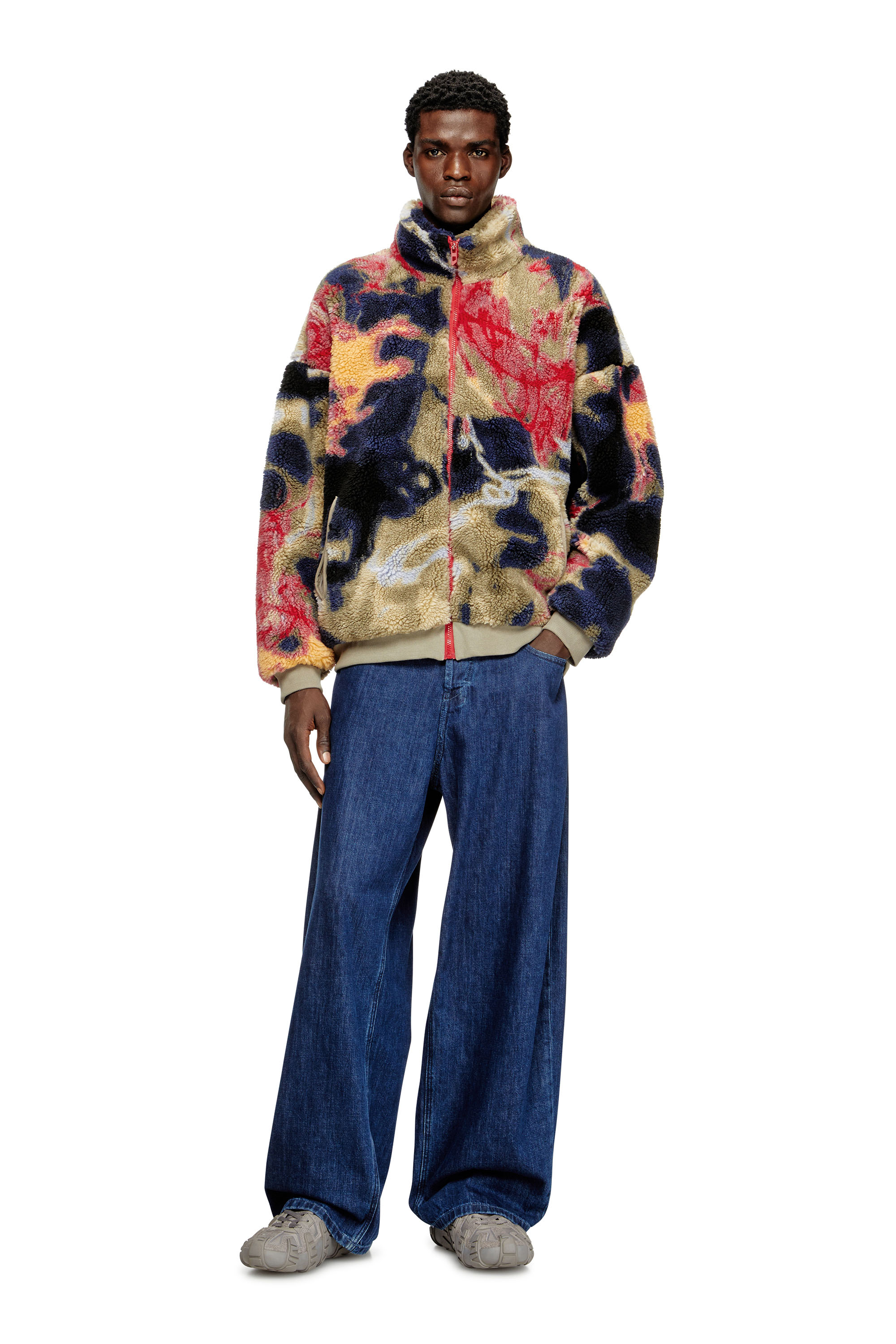 Diesel - S-LUKE, Veste en polaire teddy avec motif graffiti Homme in Polychrome - 2