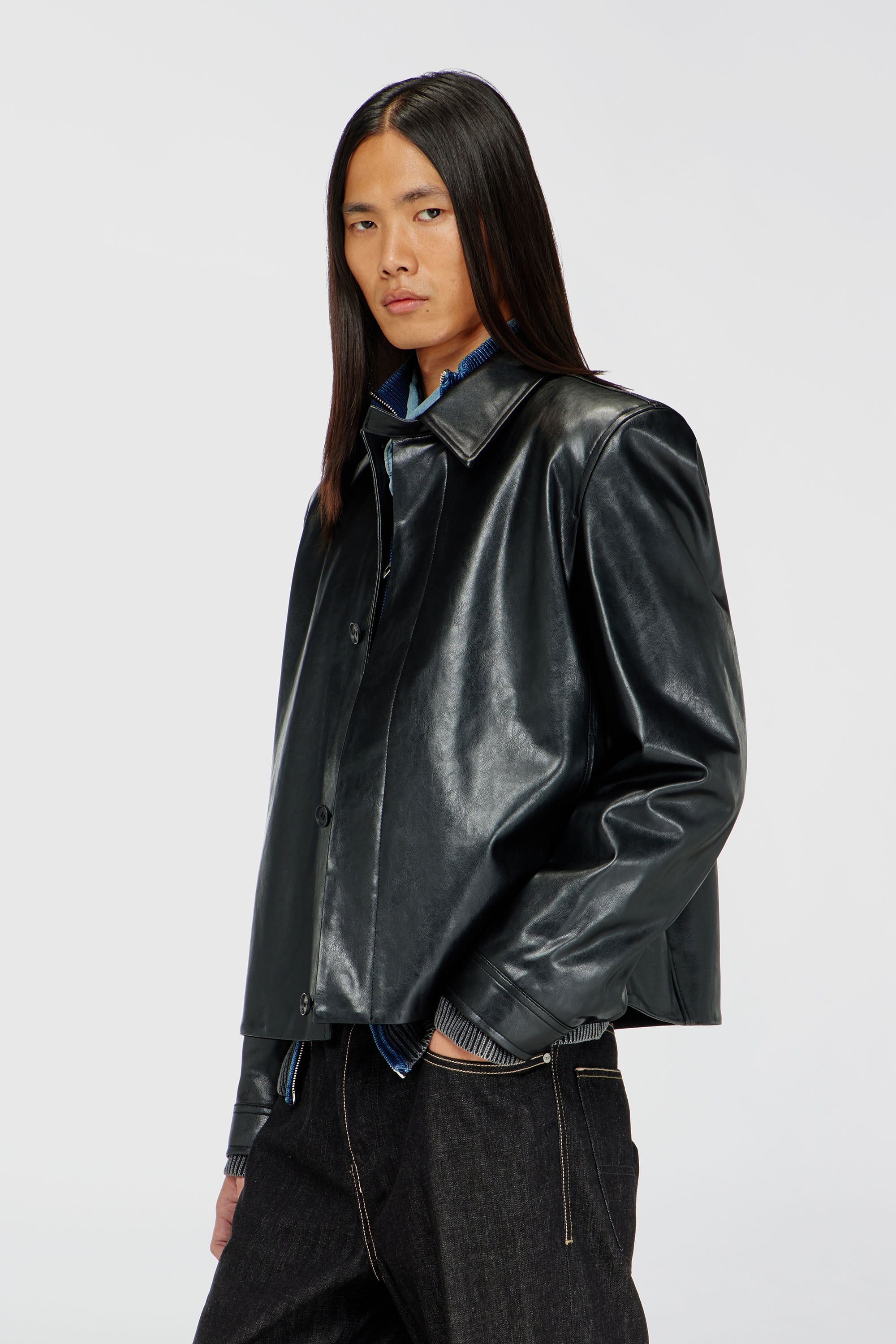 Diesel - L-HAUSTY-DGBX, Veste coach &eacute;pur&eacute;e Homme in Noir - 1