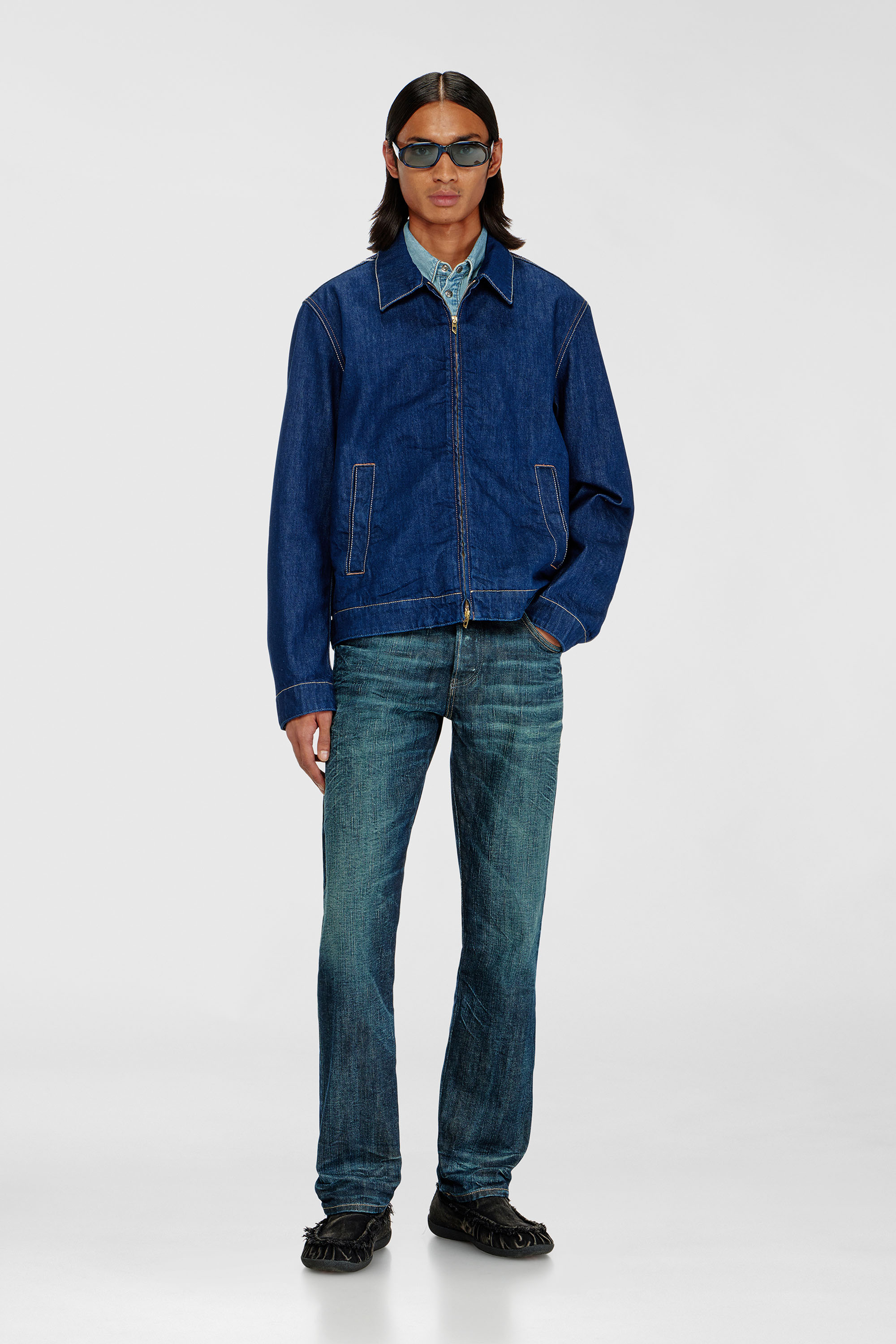 Diesel - D-ROHE, Veste coach en rinse denim Homme in Bleu - 1