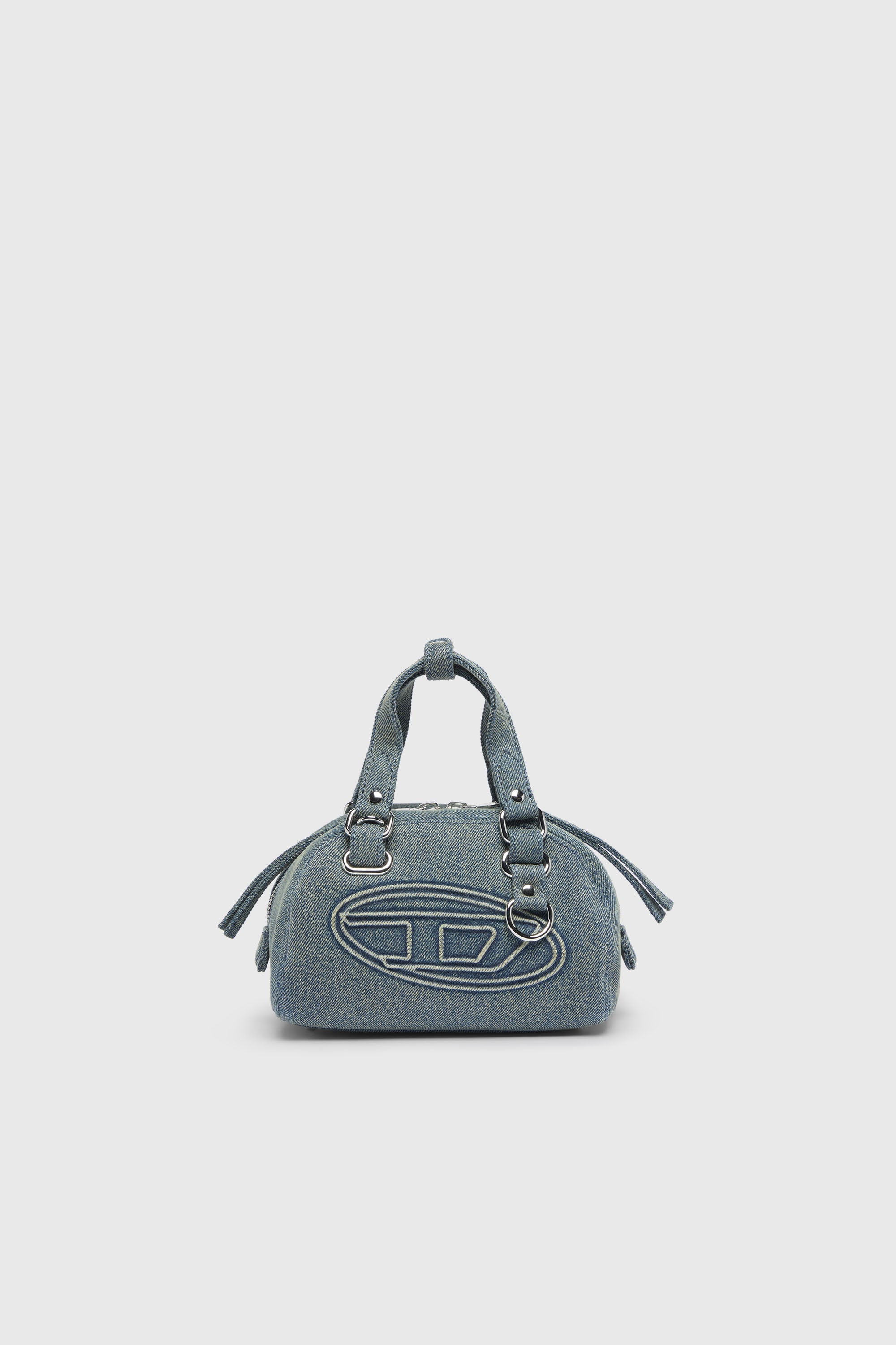 Diesel - 1DR DOME SOFT CROSSBODY, 1DR Dome-Petit sac bowling en denim avec logo Oval D Mixte in Bleu - 1
