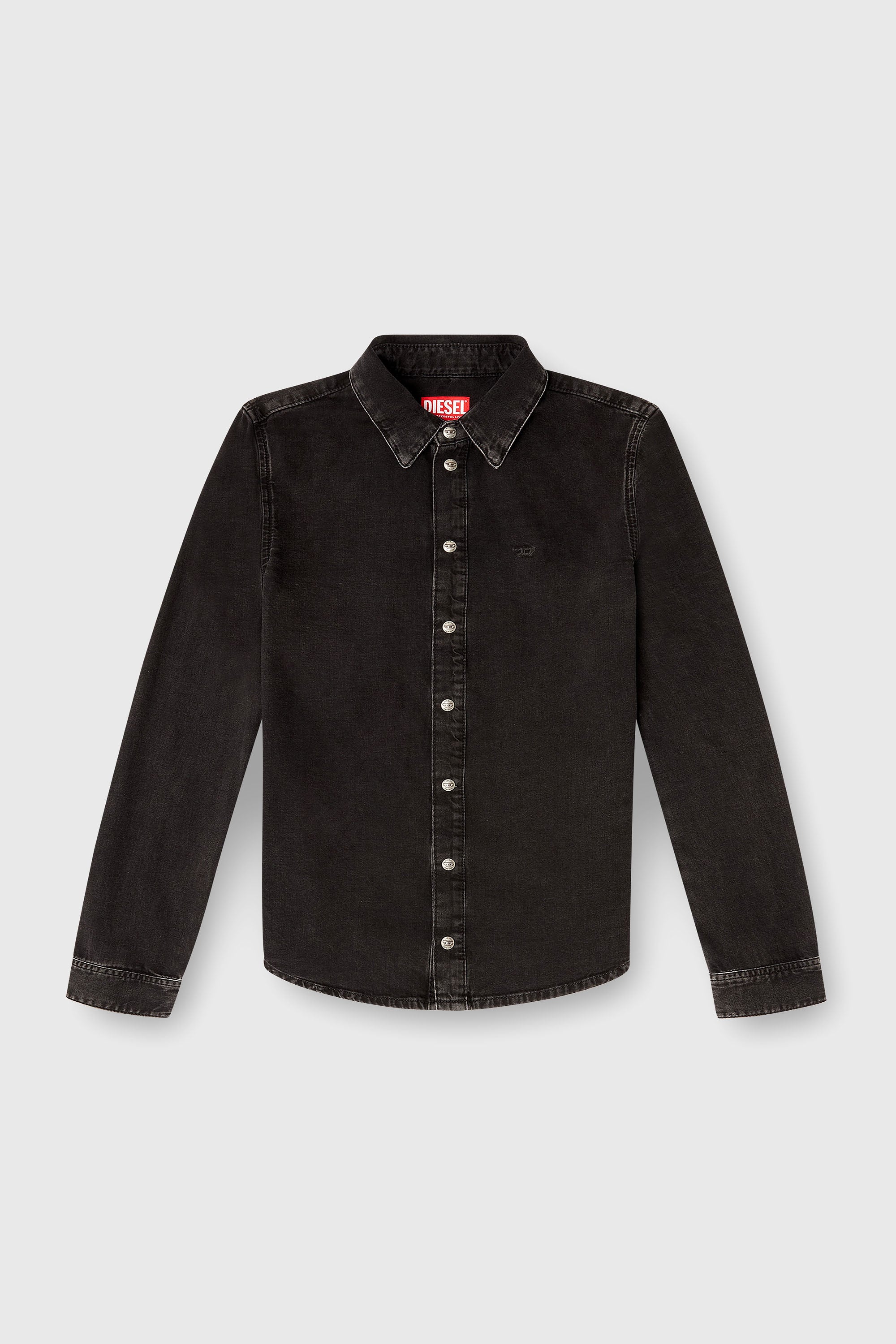 Diesel - DE-EAZY, Chemise en denim avec coutures contrast&eacute;es. Femme in Noir - 2