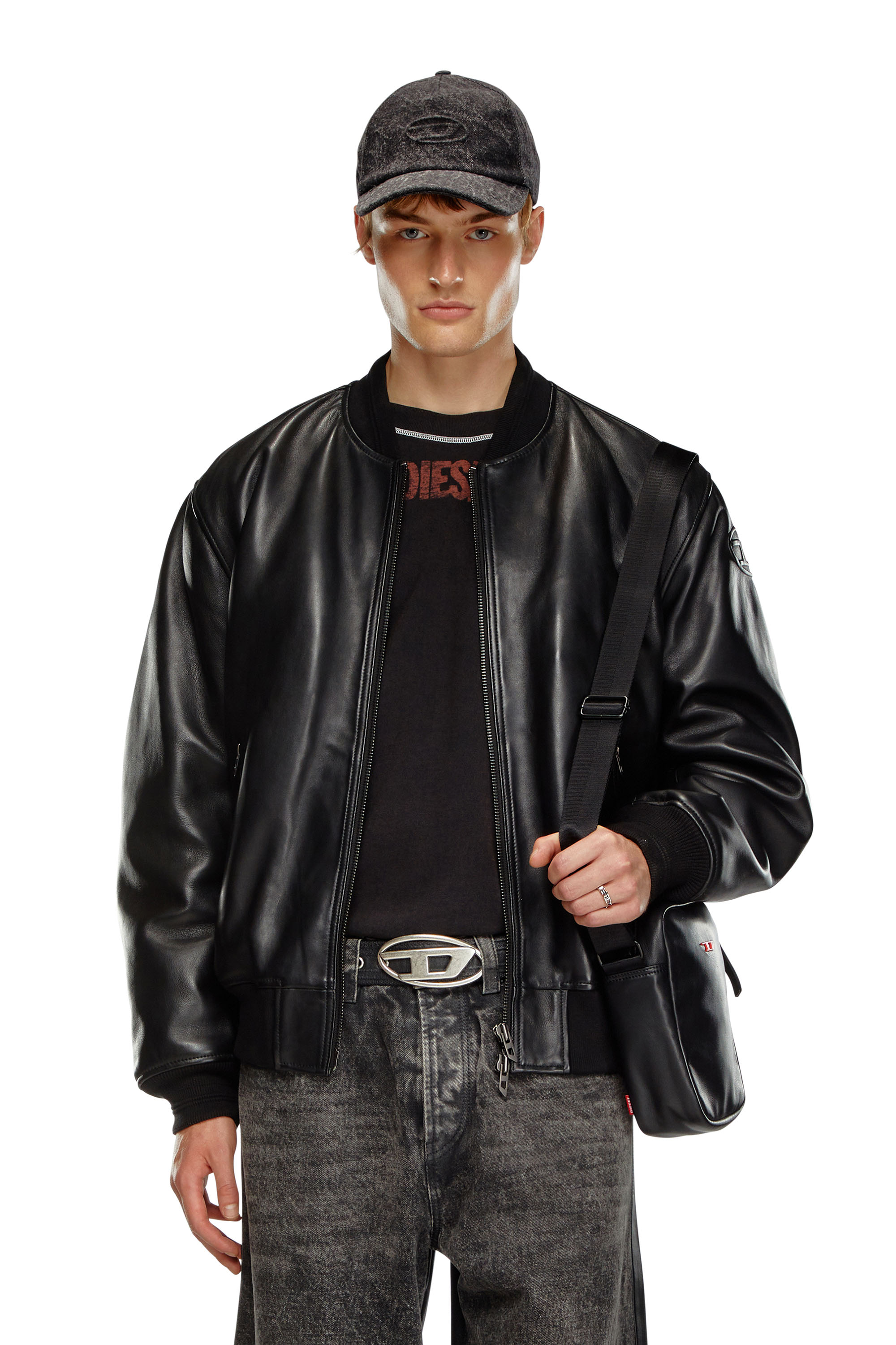 Vestes en cuir pour homme Trench Biker Perforee Diesel