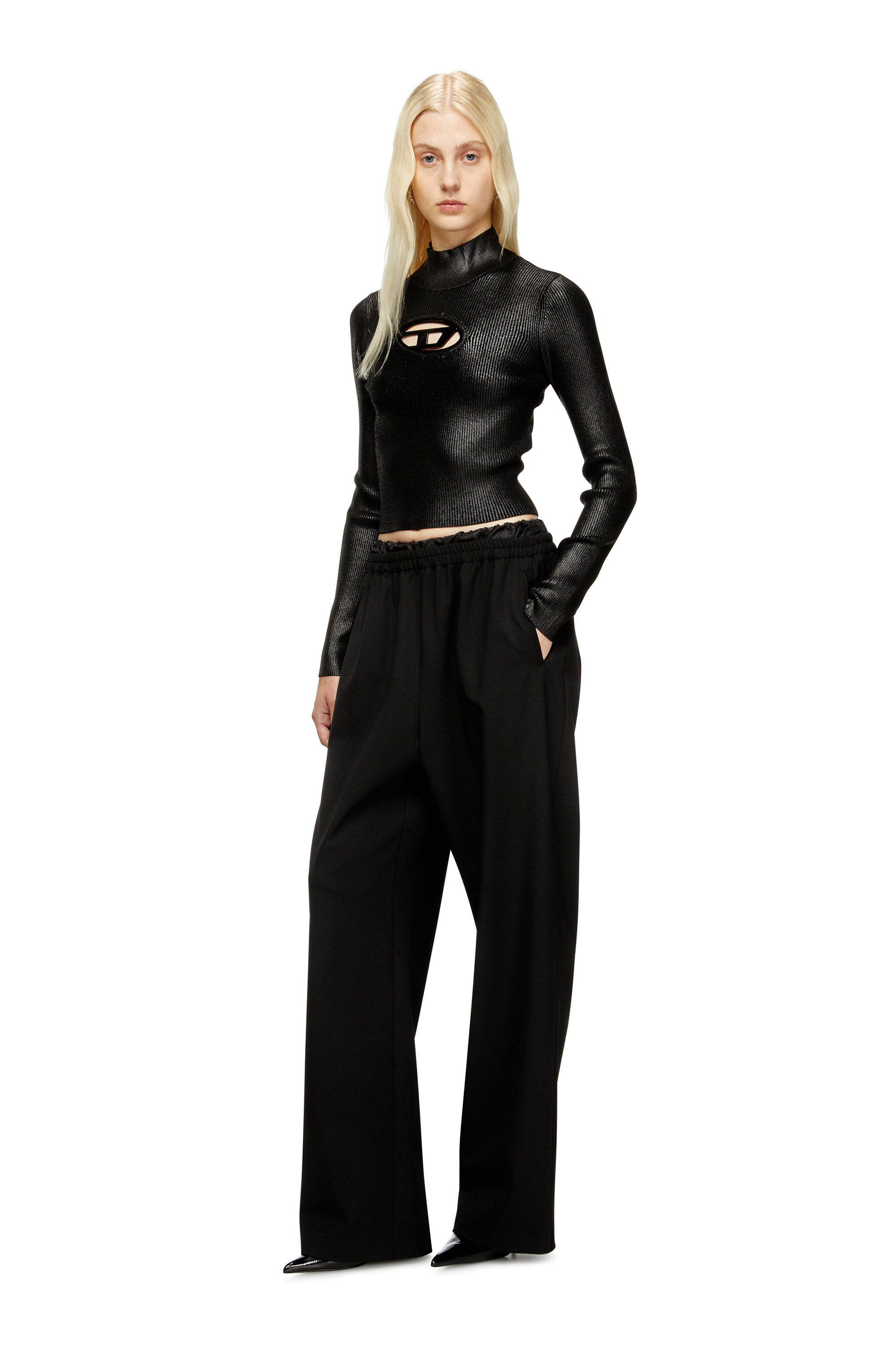 Diesel - P-YRITE-R2, Pantalons en laine avec cordon de serrage Femme in Noir - 2