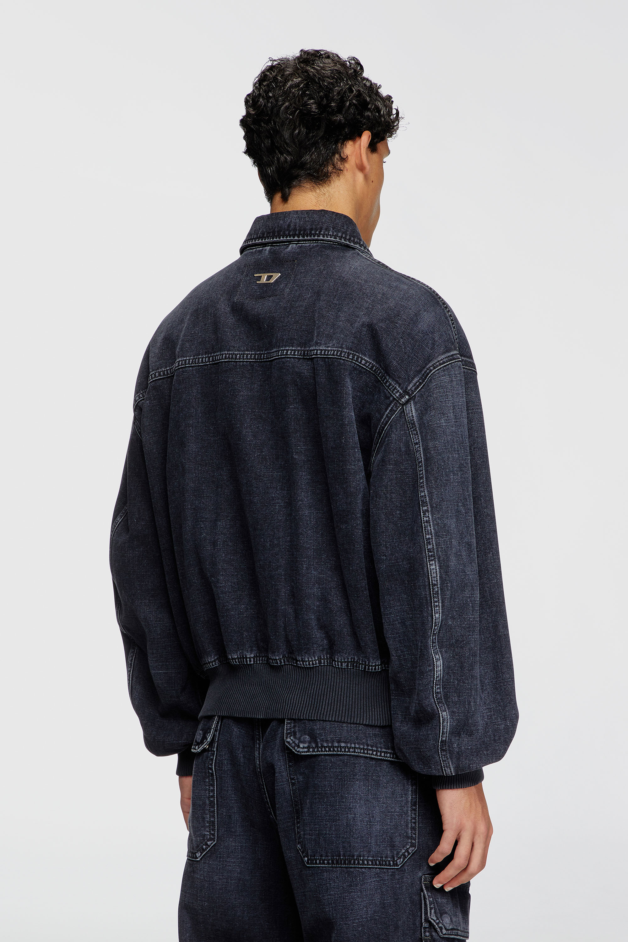 Diesel - D-KURZ, Veste en denim tiss&eacute; batavia Mixte in Noir - 4