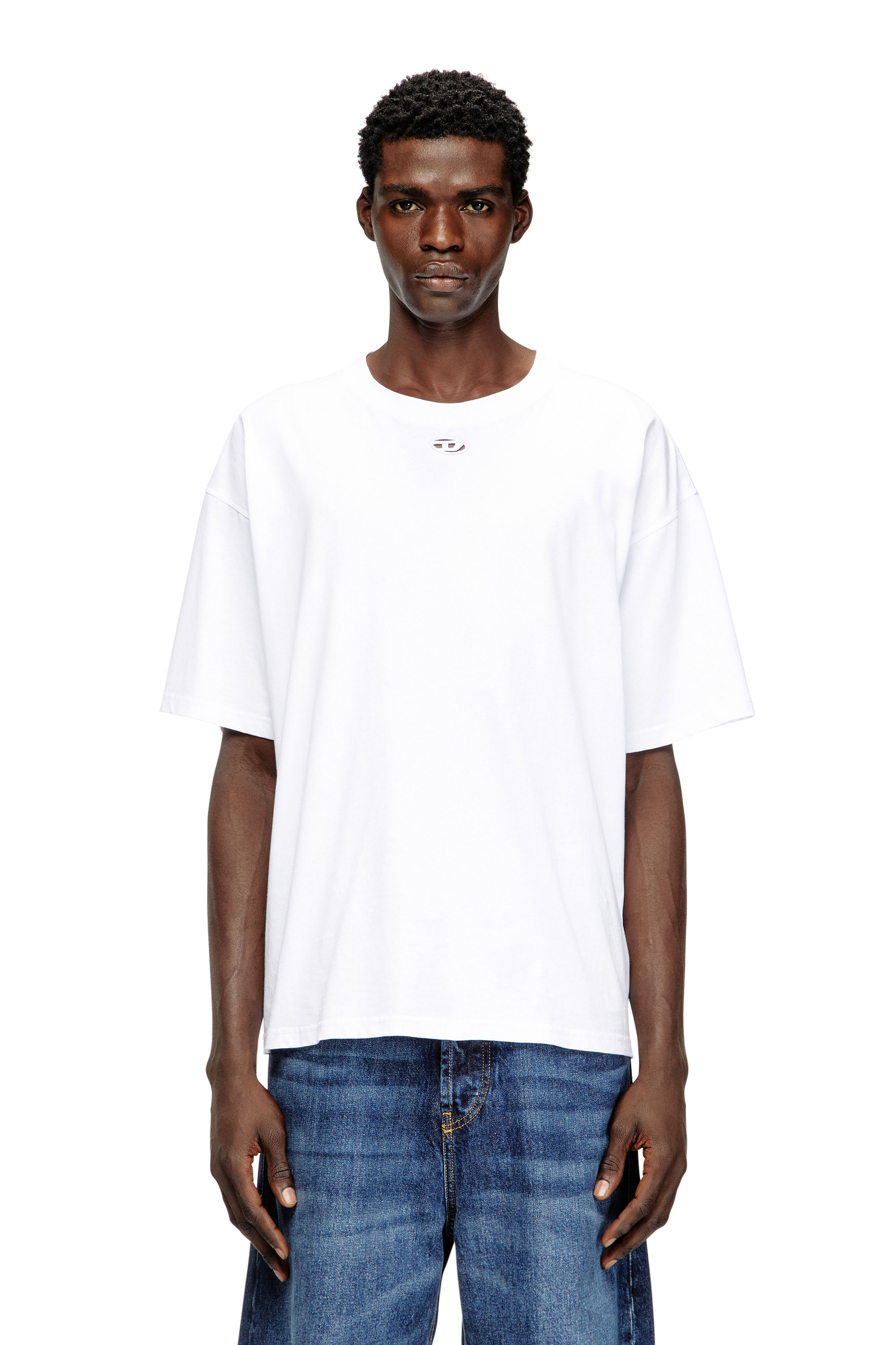 Diesel - T-BOXT-DCO, T-shirt en coton décontractée avec broderie Oval D Homme in Blanc - 3