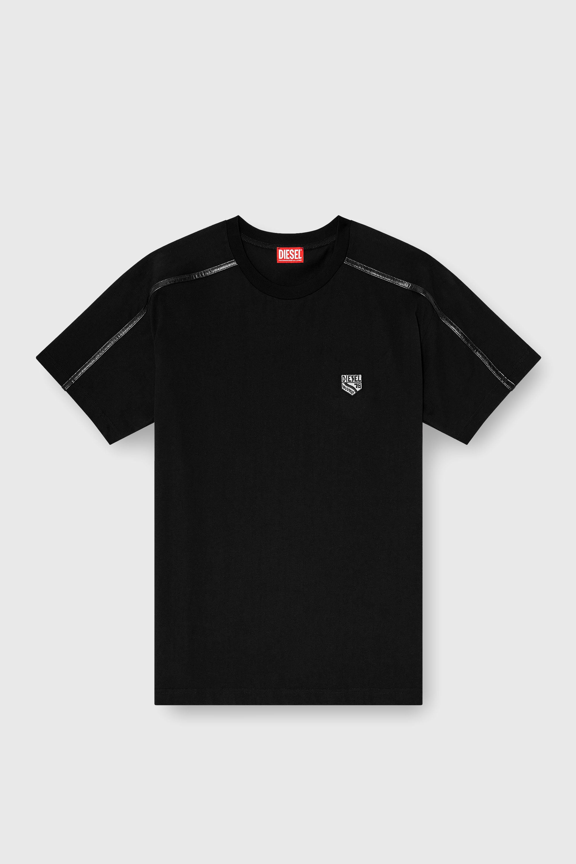 Diesel - T-NORM-FL, T-shirt avec finitions contrastantes et patch logo Homme in Noir - 2