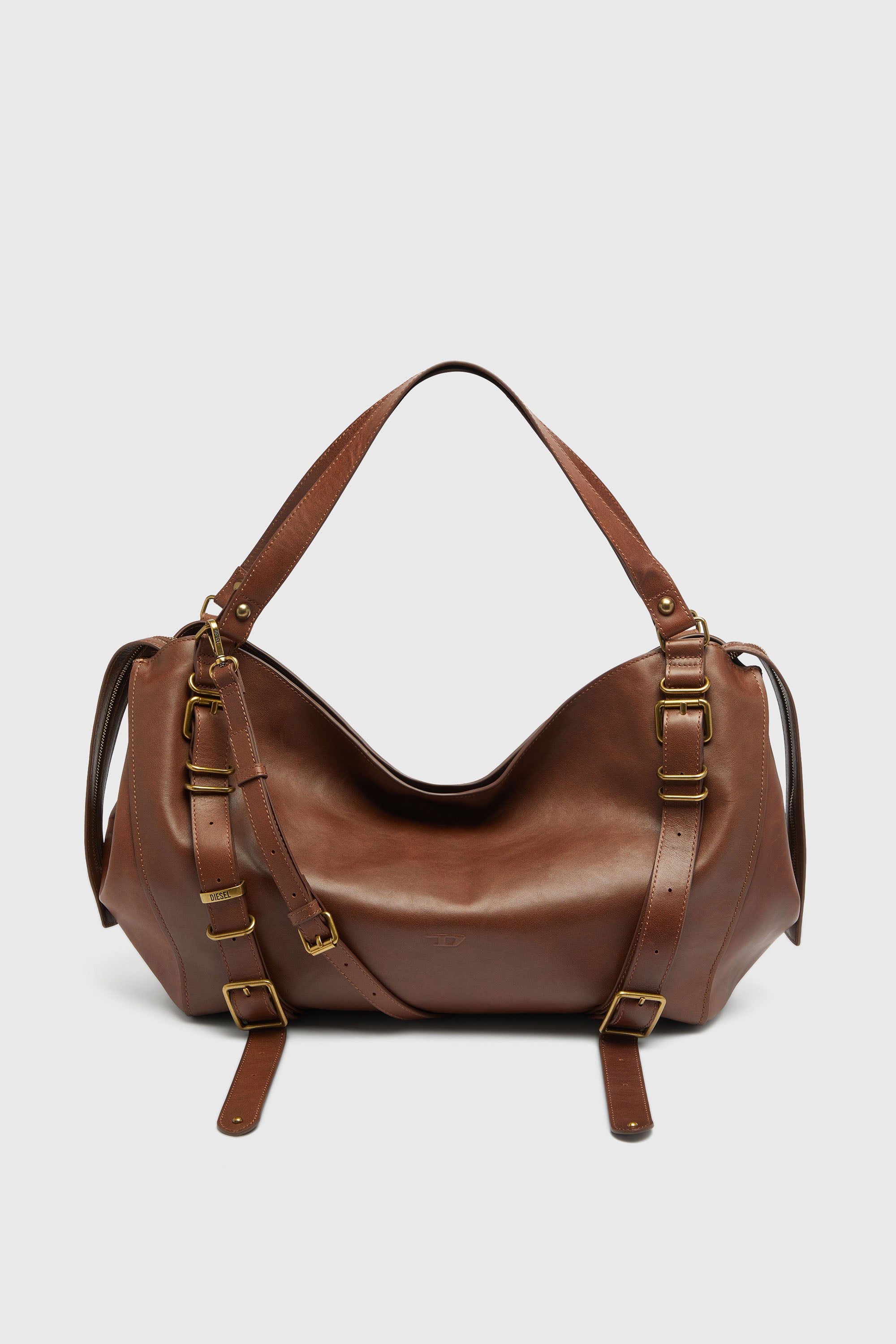 Diesel - D-ONE TOPHANDLE L, D-One-Sac large &agrave; poign&eacute;e sup&eacute;rieure en cuir trait&eacute; Mixte in Marron - 1