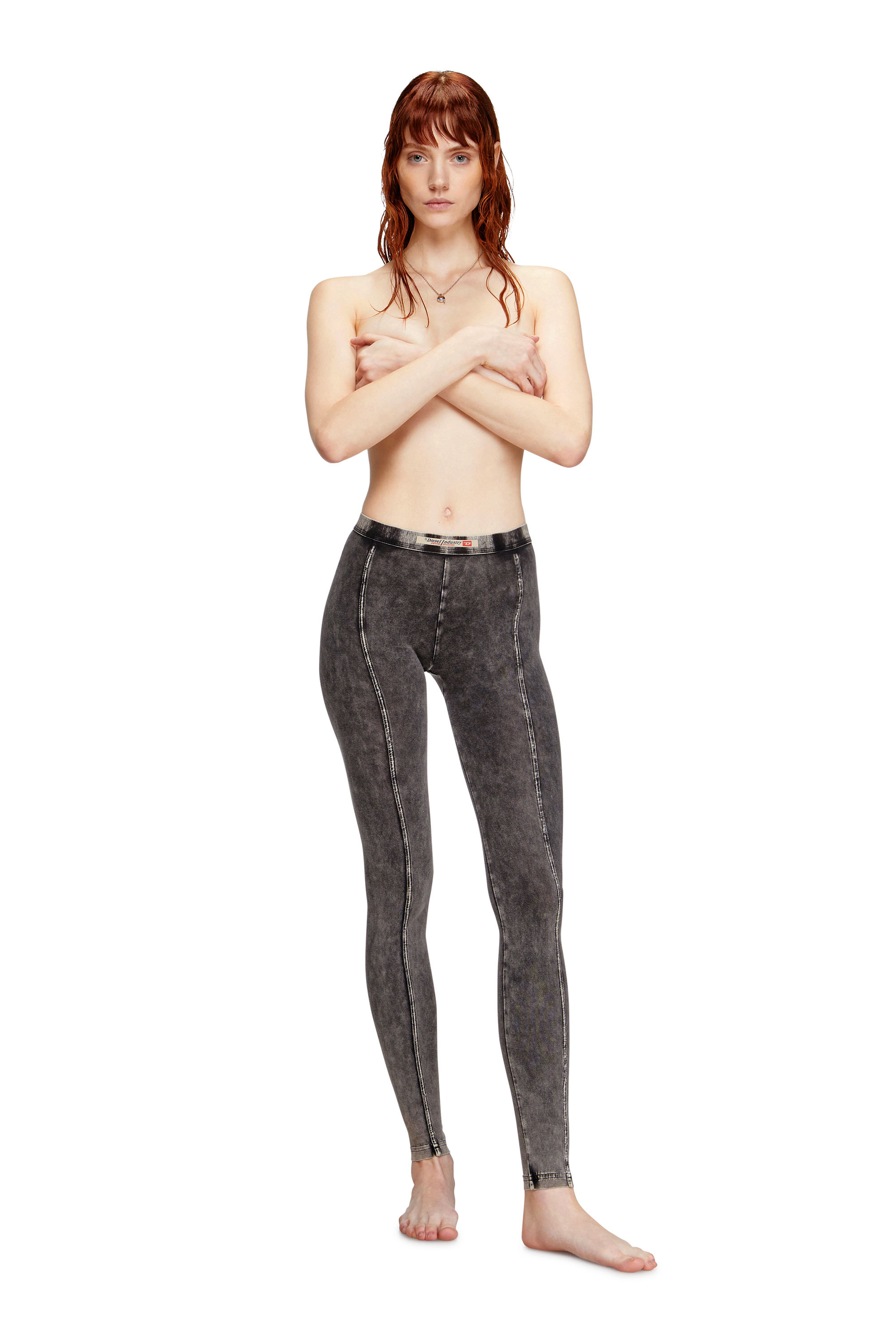 Diesel - ATHENA-DNM, Jeggings en jersey effet denim Femme in Noir - 1