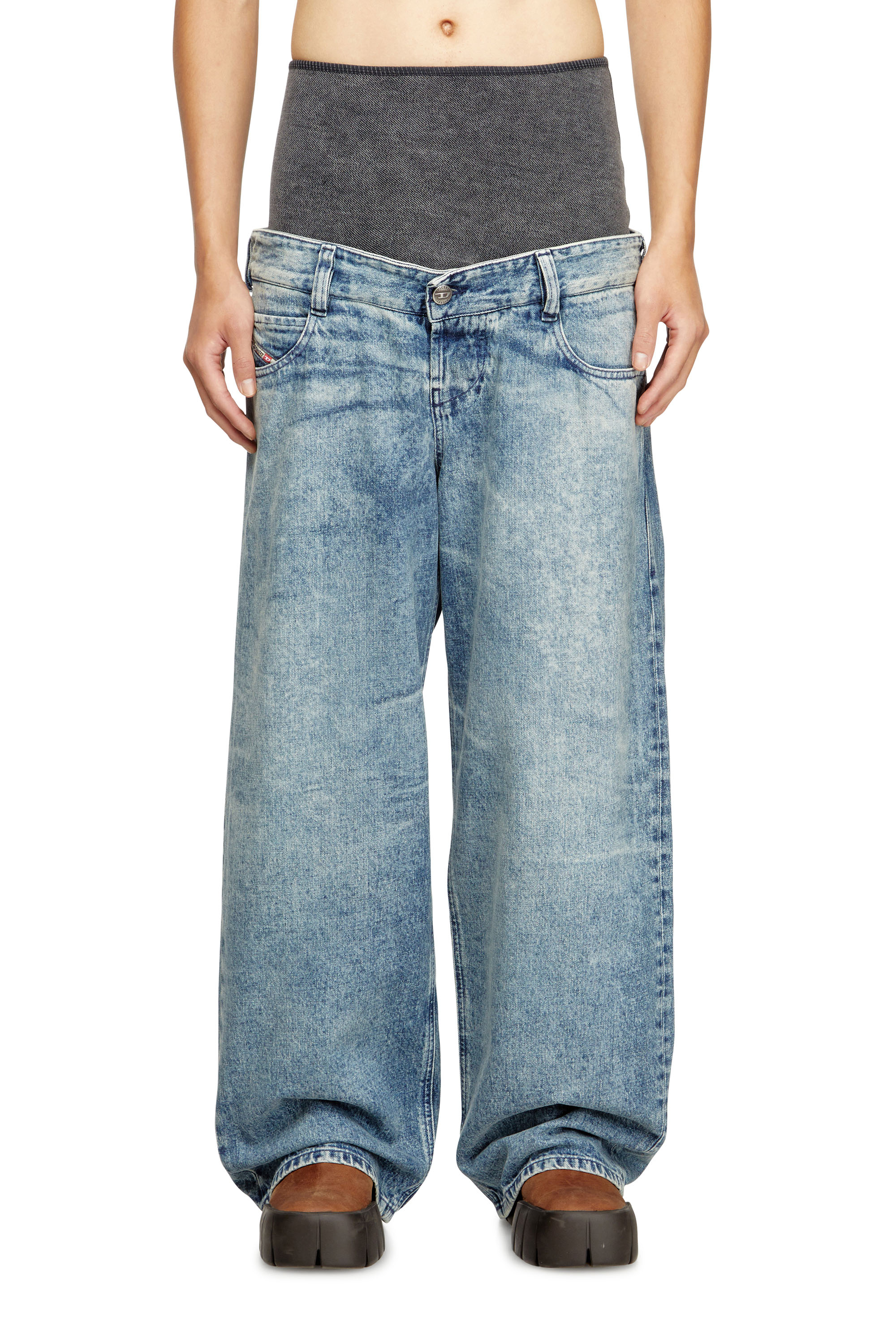 Diesel - Relaxed Jeans D-Eni 09N97 Homme, Bleu moyen - Image 1
