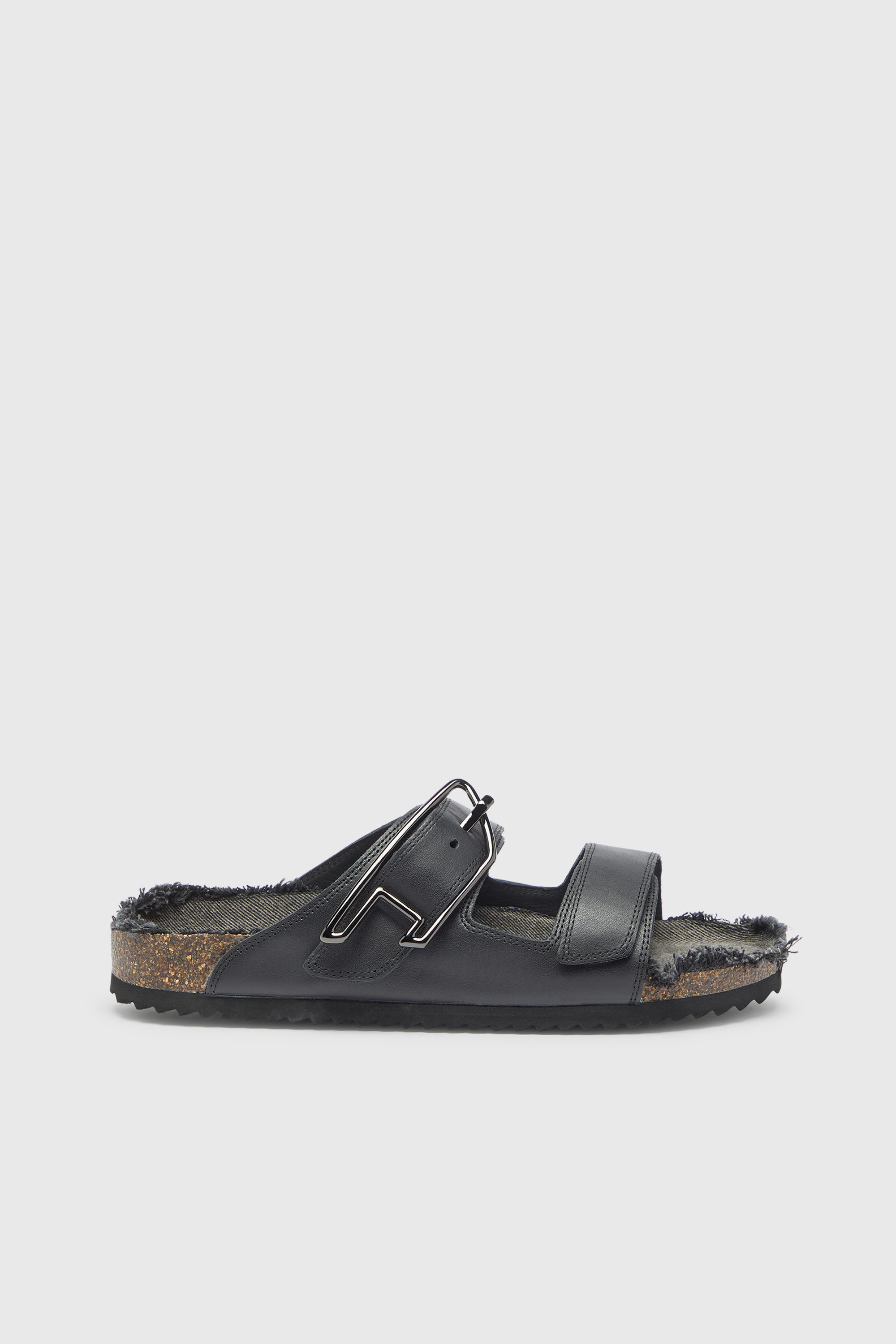 Diesel - D-WOODSTOCK D SANDAL, D-Woodstock - Bride en cuir avec semelle en li&egrave;ge Homme in Noir - 1