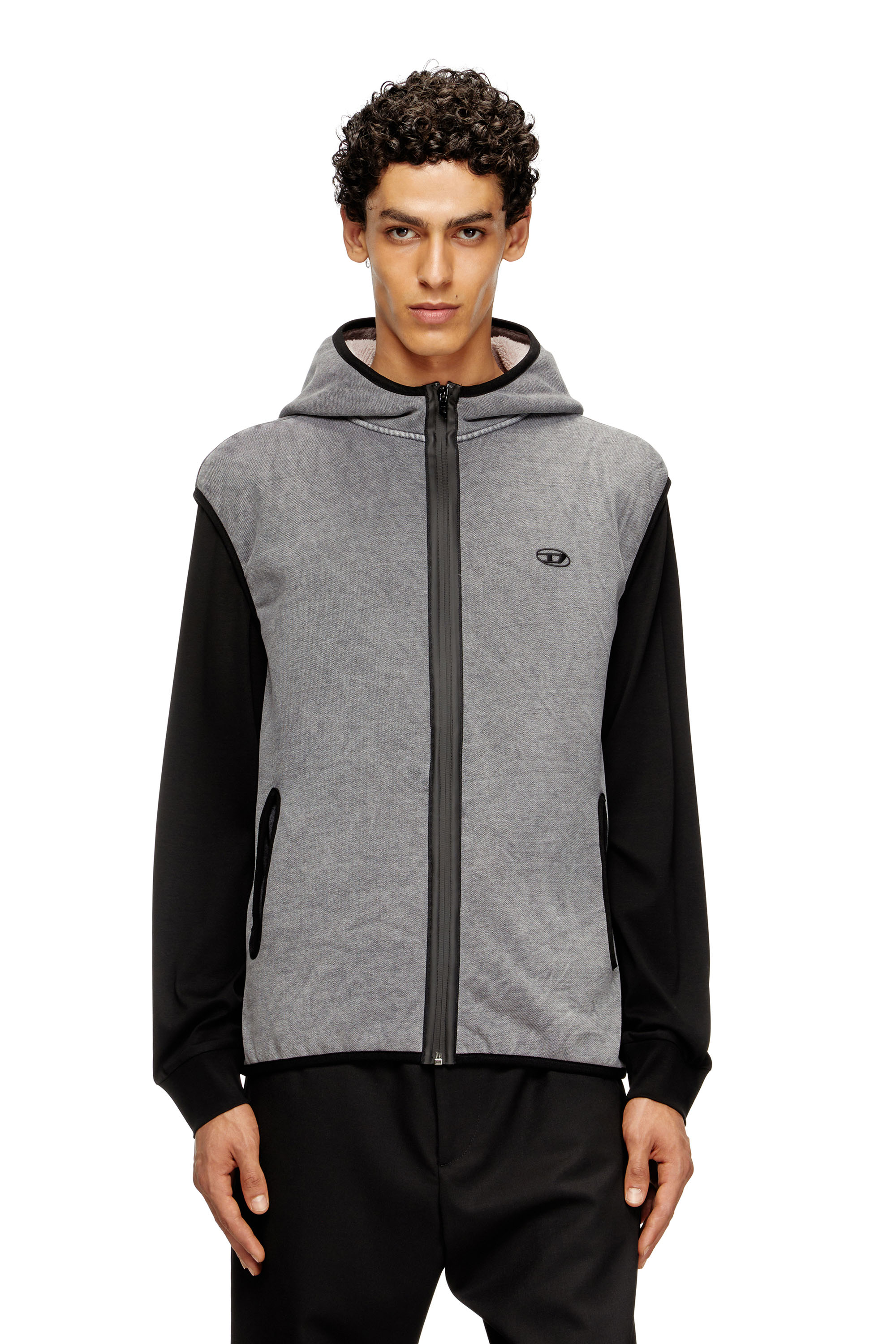 Diesel - S-HAKY-NEW, Gilet à capuche avec zip Homme in Gris - 3