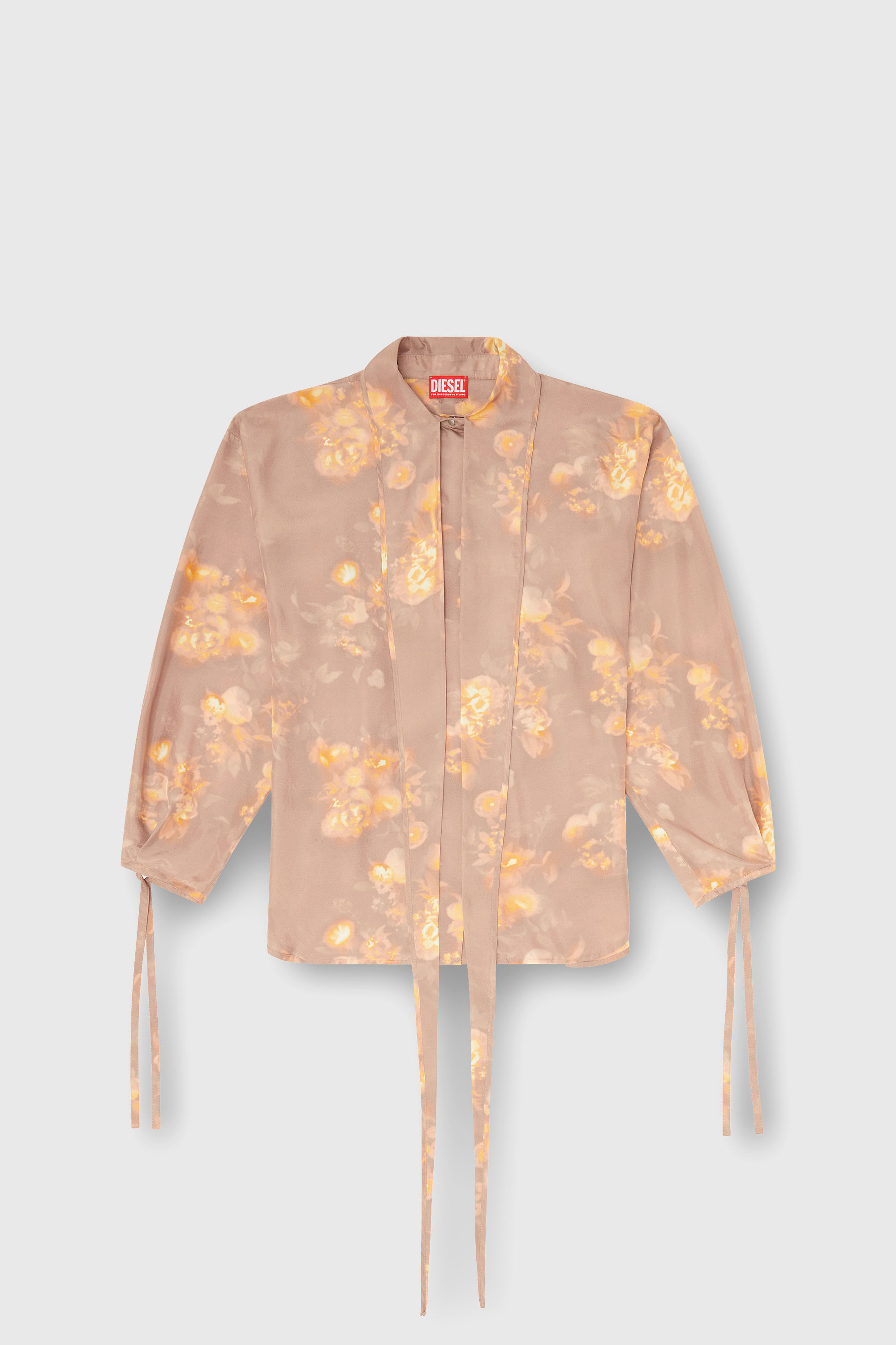 Diesel - C-ALLAS-T1, Chemise en soie habotai &agrave; motif floral Femme in Marron - 2