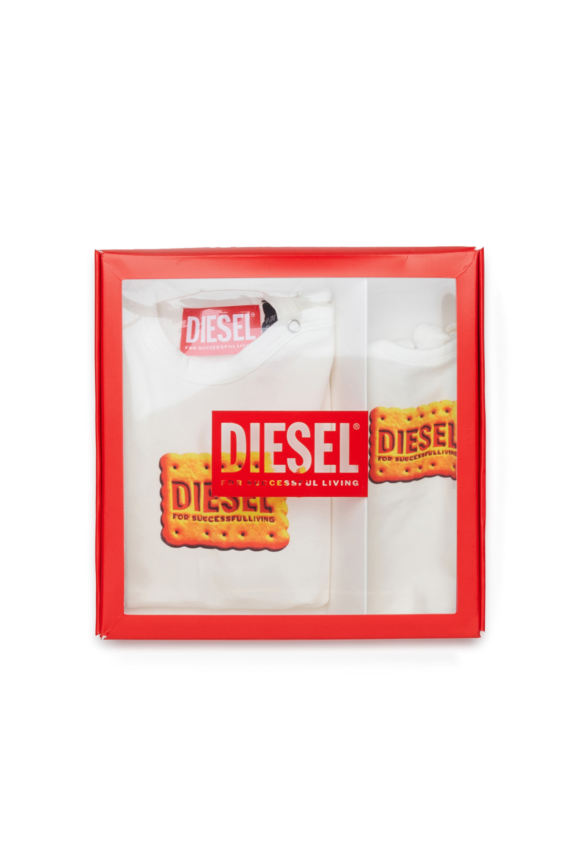 Diesel - UPPYBOX-NB, Ensemble nouveau-n&eacute; avec logo Biscotto imprim&eacute; Mixte in Blanc - 4