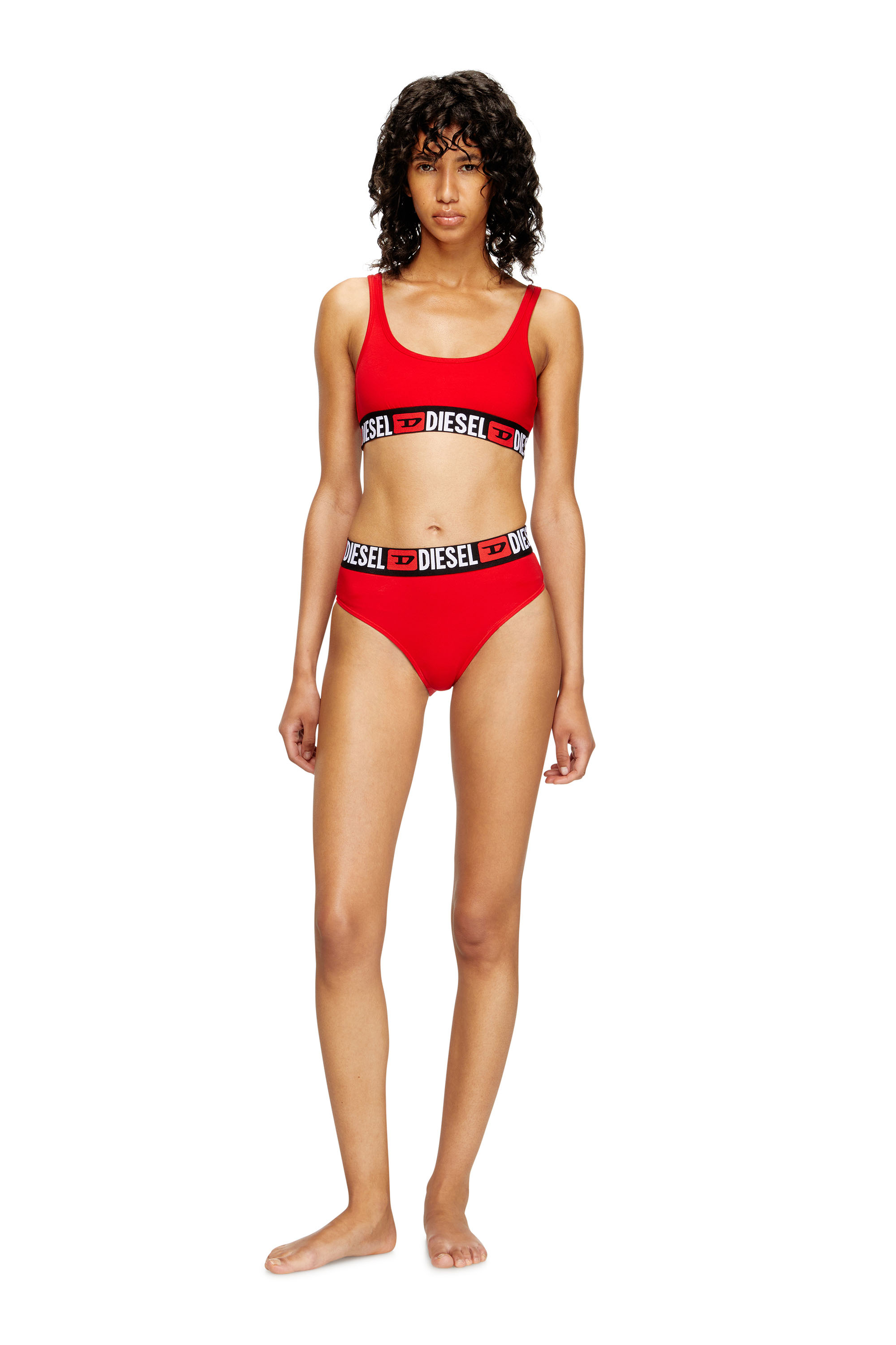 Diesel - UFSB-ORIBA, Bralette avec bande logo Femme in Rouge - 1