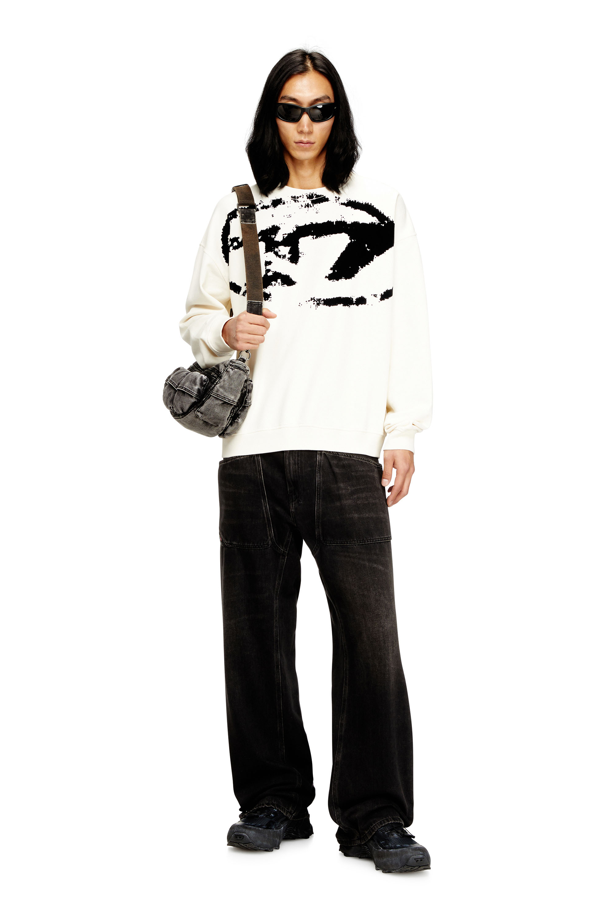 Diesel - S-BOXT-N5, Sweat-shirt avec logo floqué effet vieilli Homme in Polychrome - 2