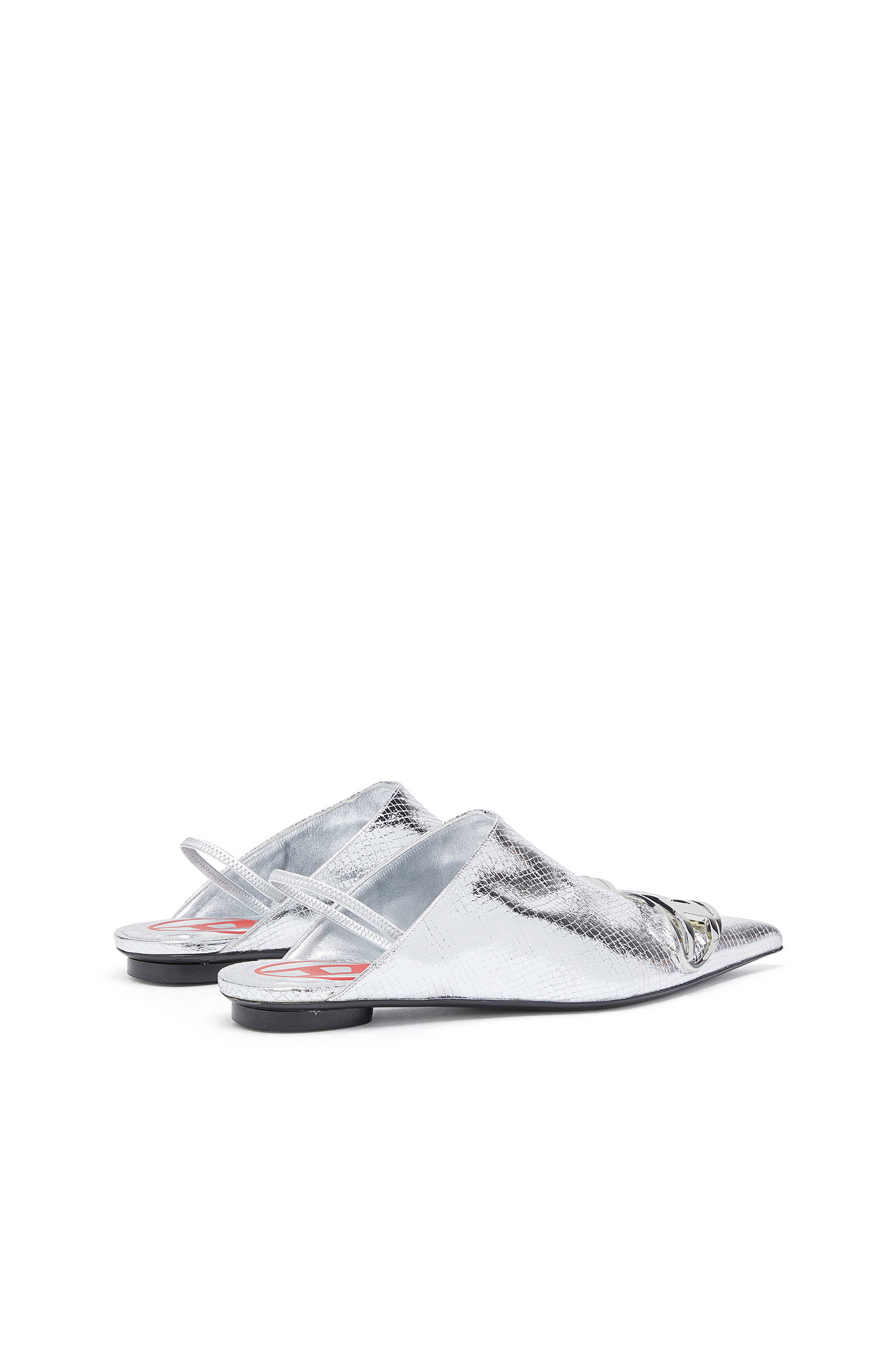 Diesel - D-VENUS B, D-Venus-Mules à bride arrière vernies effet serpent Femme in Gris argenté - 3