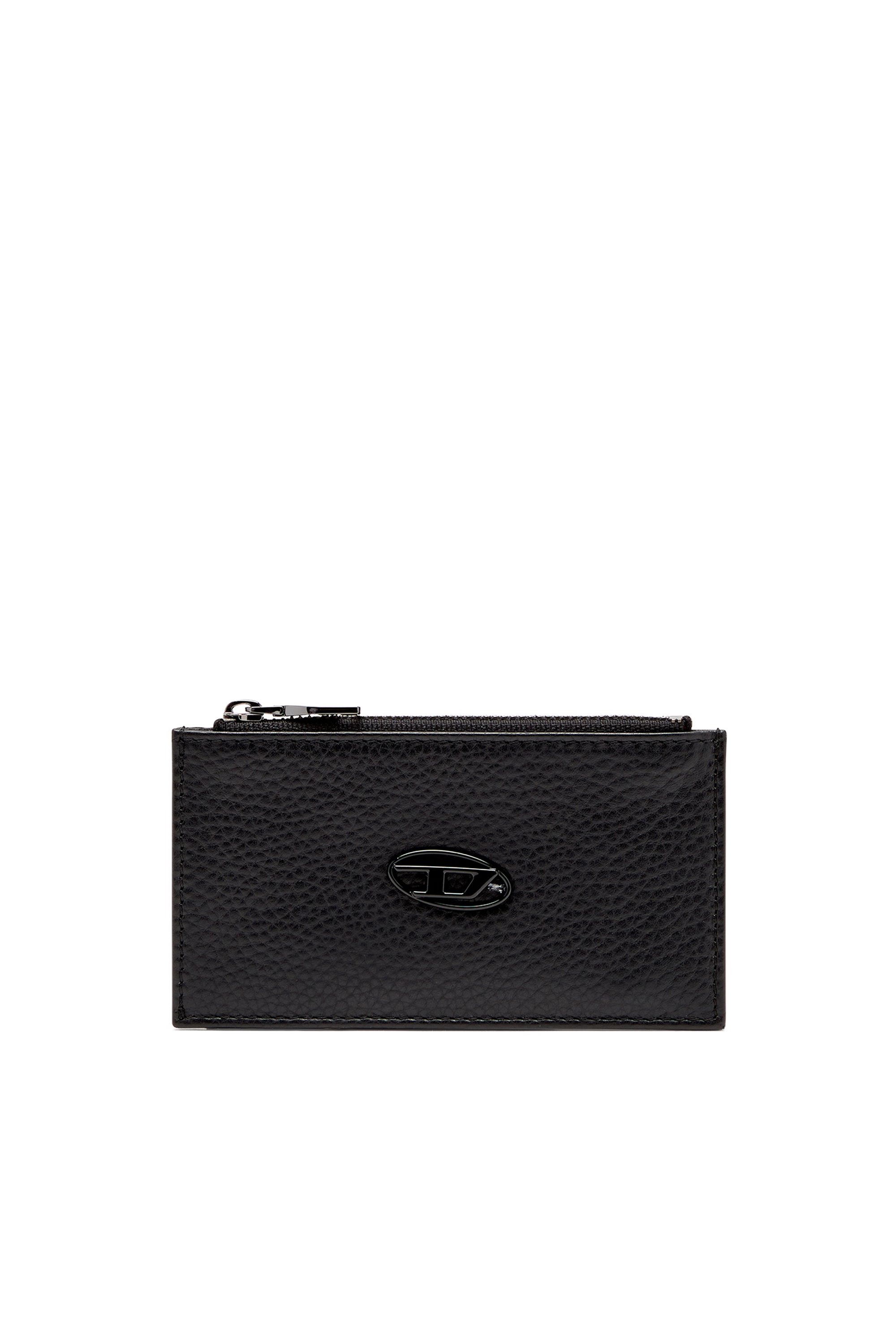 Diesel - HISSU EVO CARD HOLDER III, Flat card holder in grainy leather Homme in Noir - 1