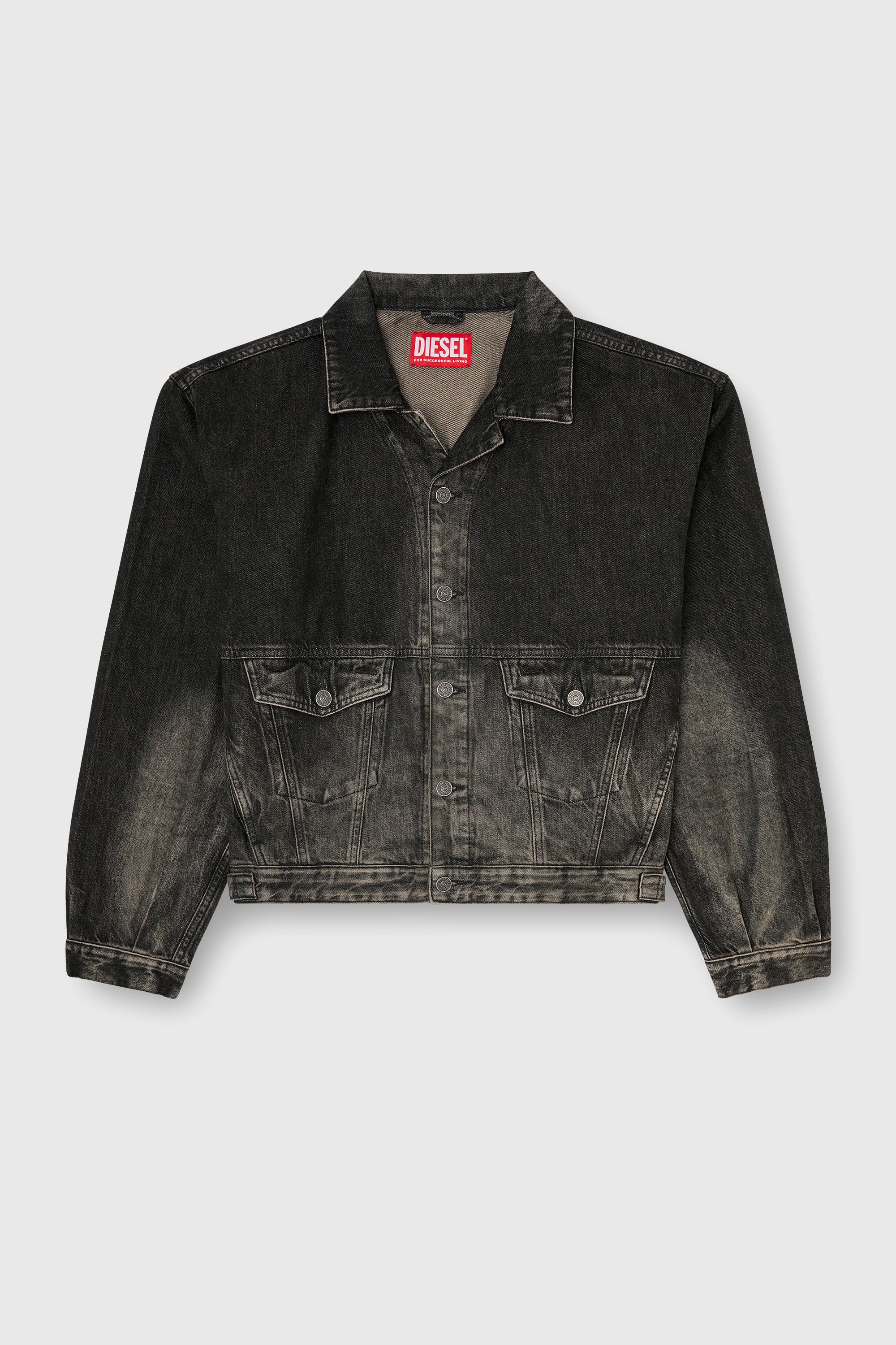 Diesel - D-MORGHI-FSJ, Veste trucker en denim effet us&eacute; Homme in Noir - 2