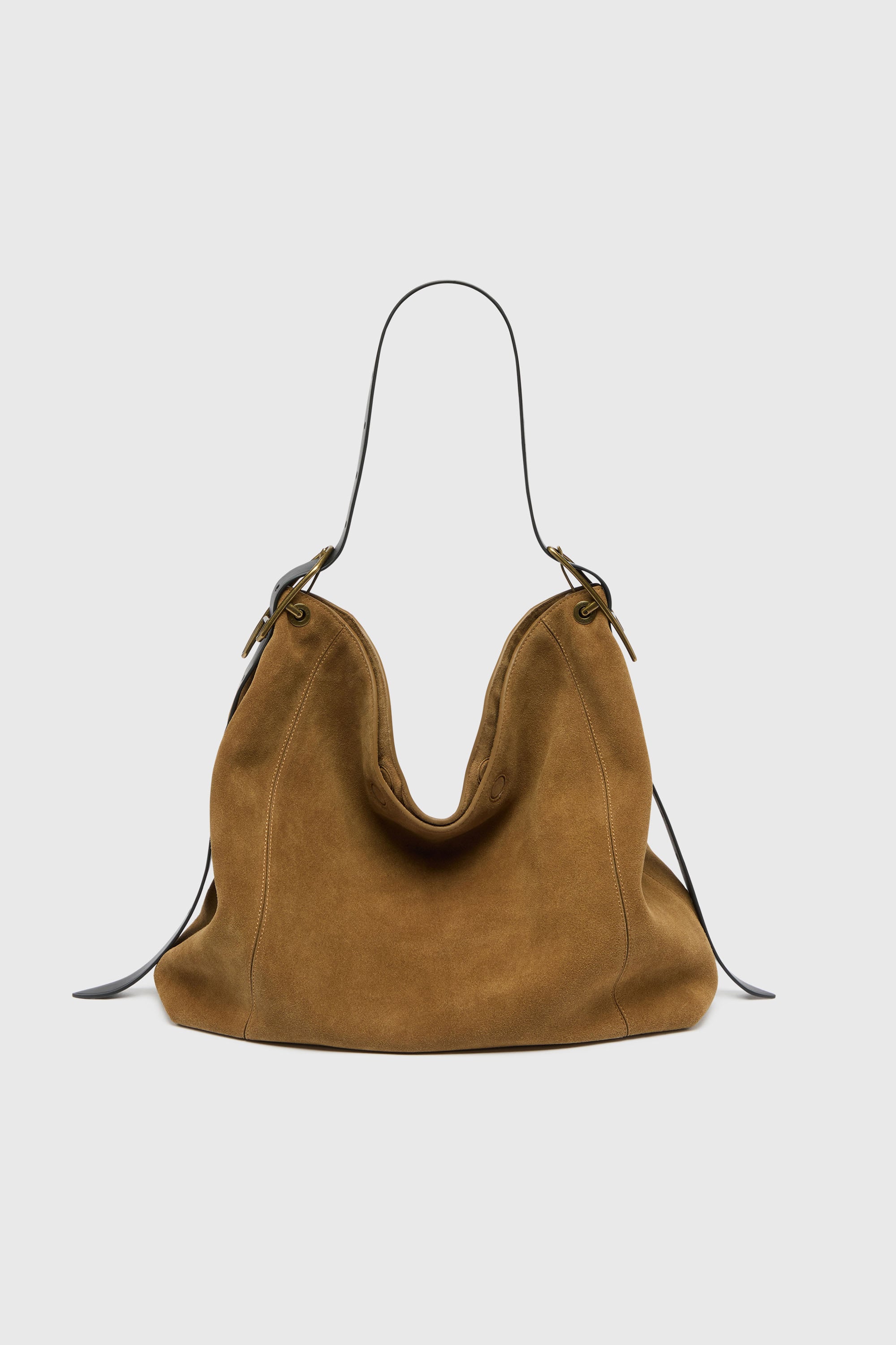 Diesel - D-LINE HOBO L, D-Line Sac hobo en daim cir&eacute; Femme in Marron - 2