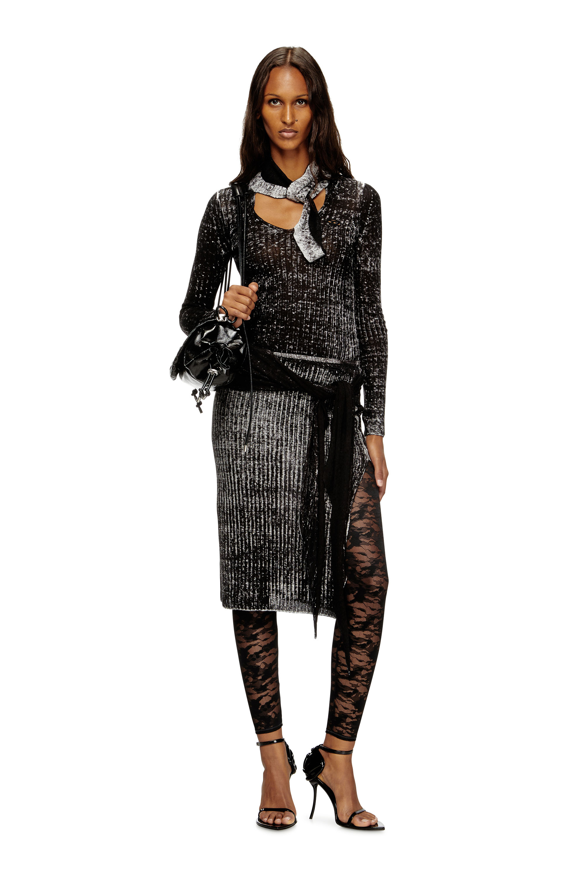 Diesel - CLAIRE-UTLT, Legging en dentelle camouflage Femme in Noir - 4