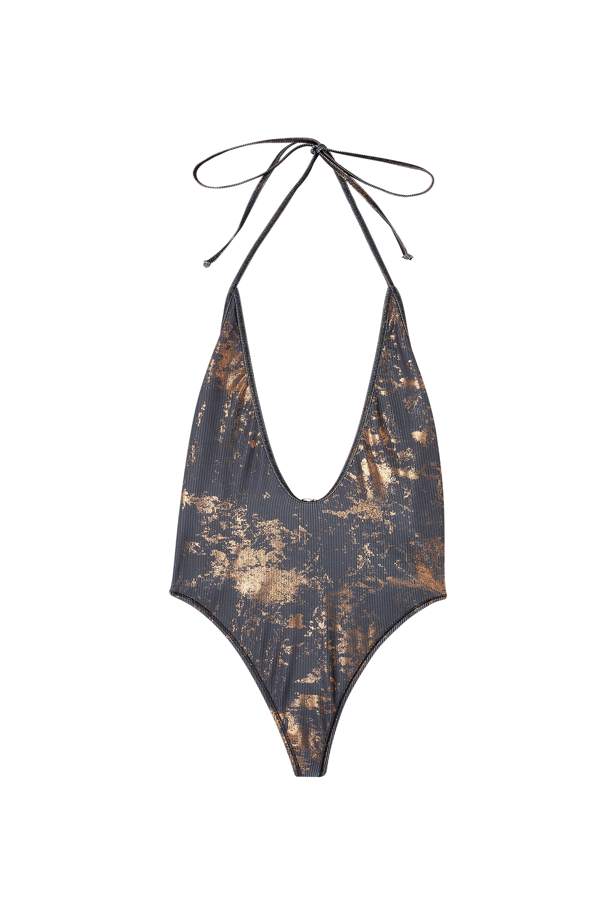 Diesel - AUDREY-UTLT, Maillot de bain &agrave; finition m&eacute;tallis&eacute;e Femme in Gris - 3