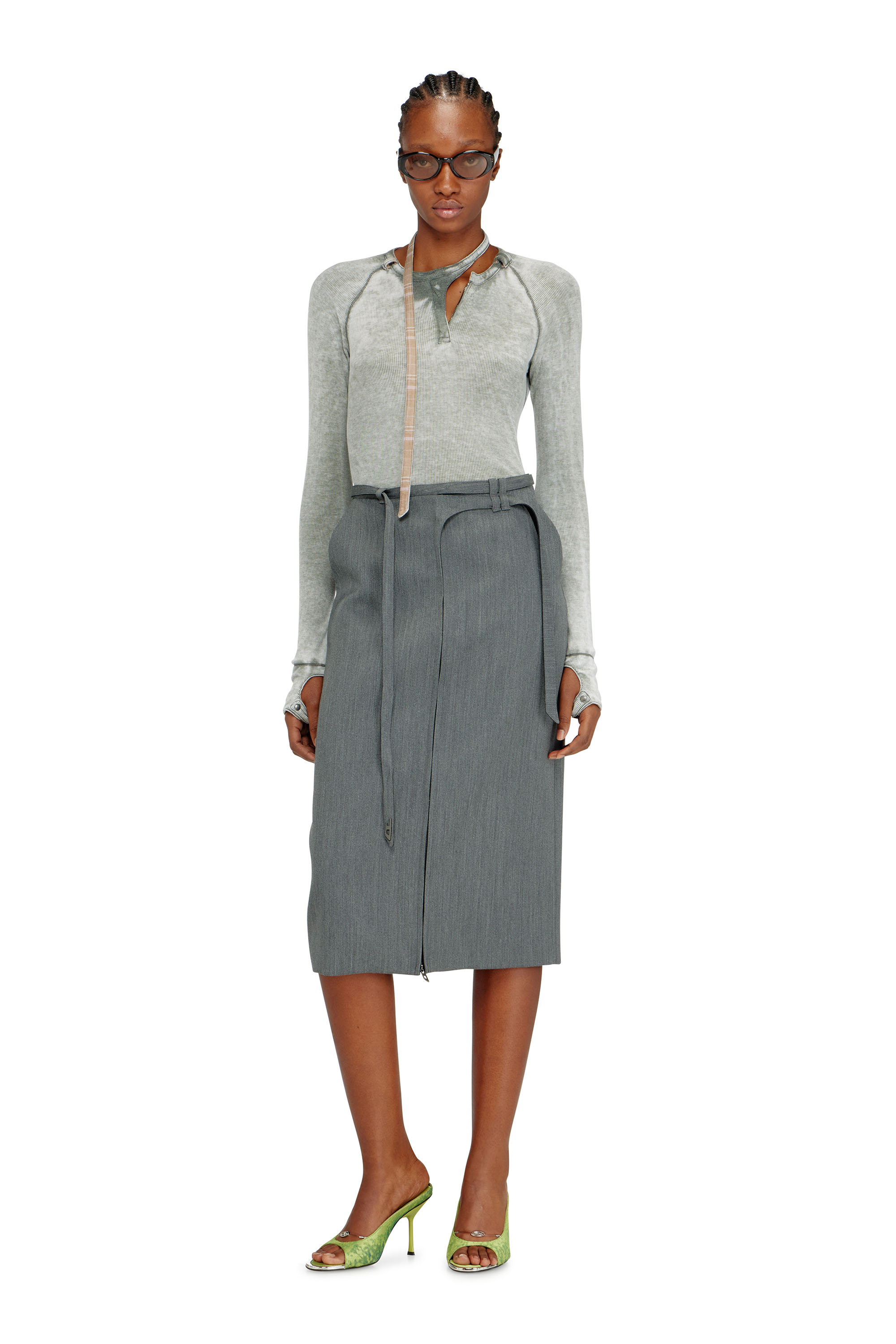 Diesel - T-ECLA, Haut en jersey c&ocirc;tel&eacute; avec sangle de cou style biker Femme in ToBeDefined - 2