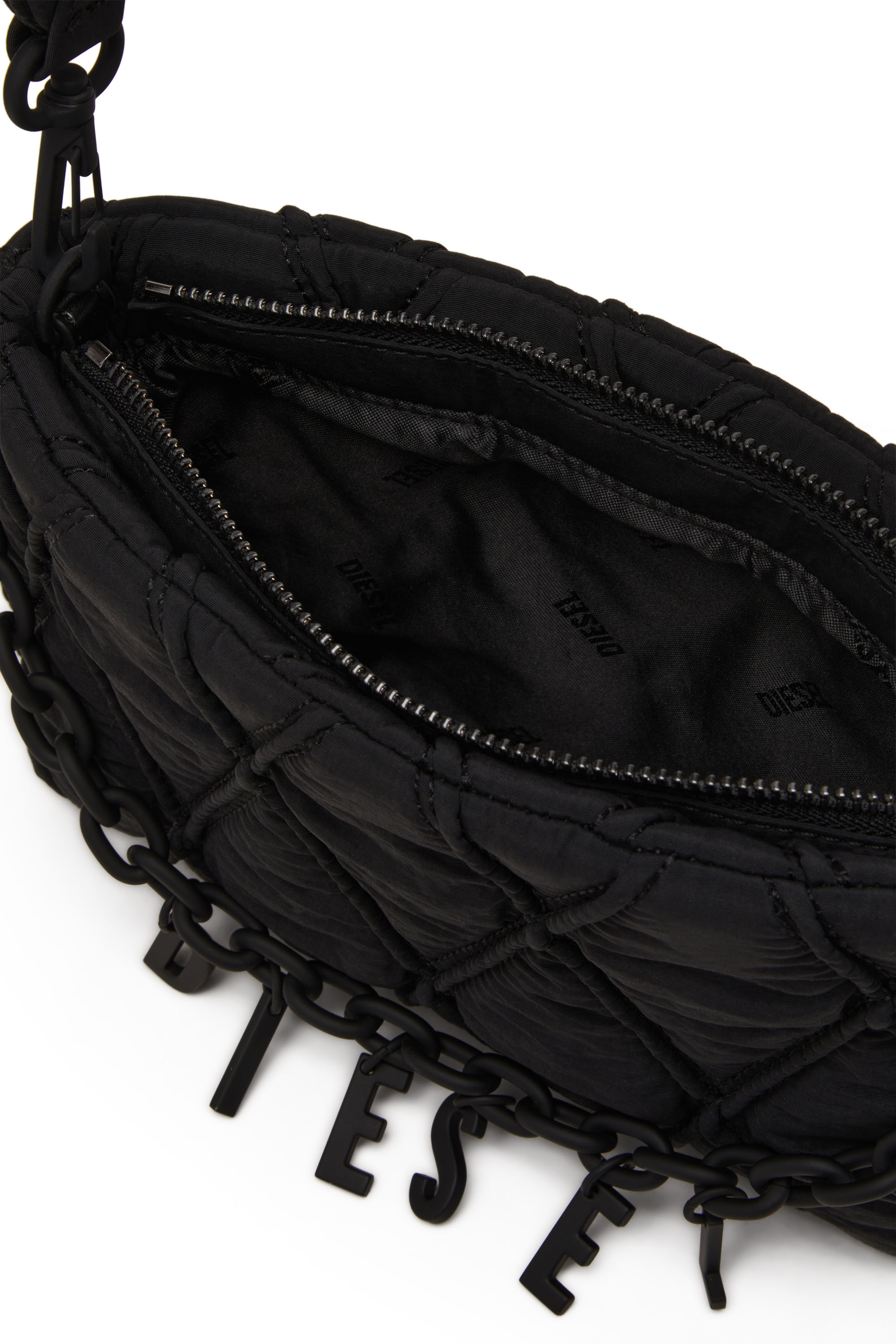 Diesel - CHARM-D POUCH, Pochette en nylon matelassé Femme in Noir - 4