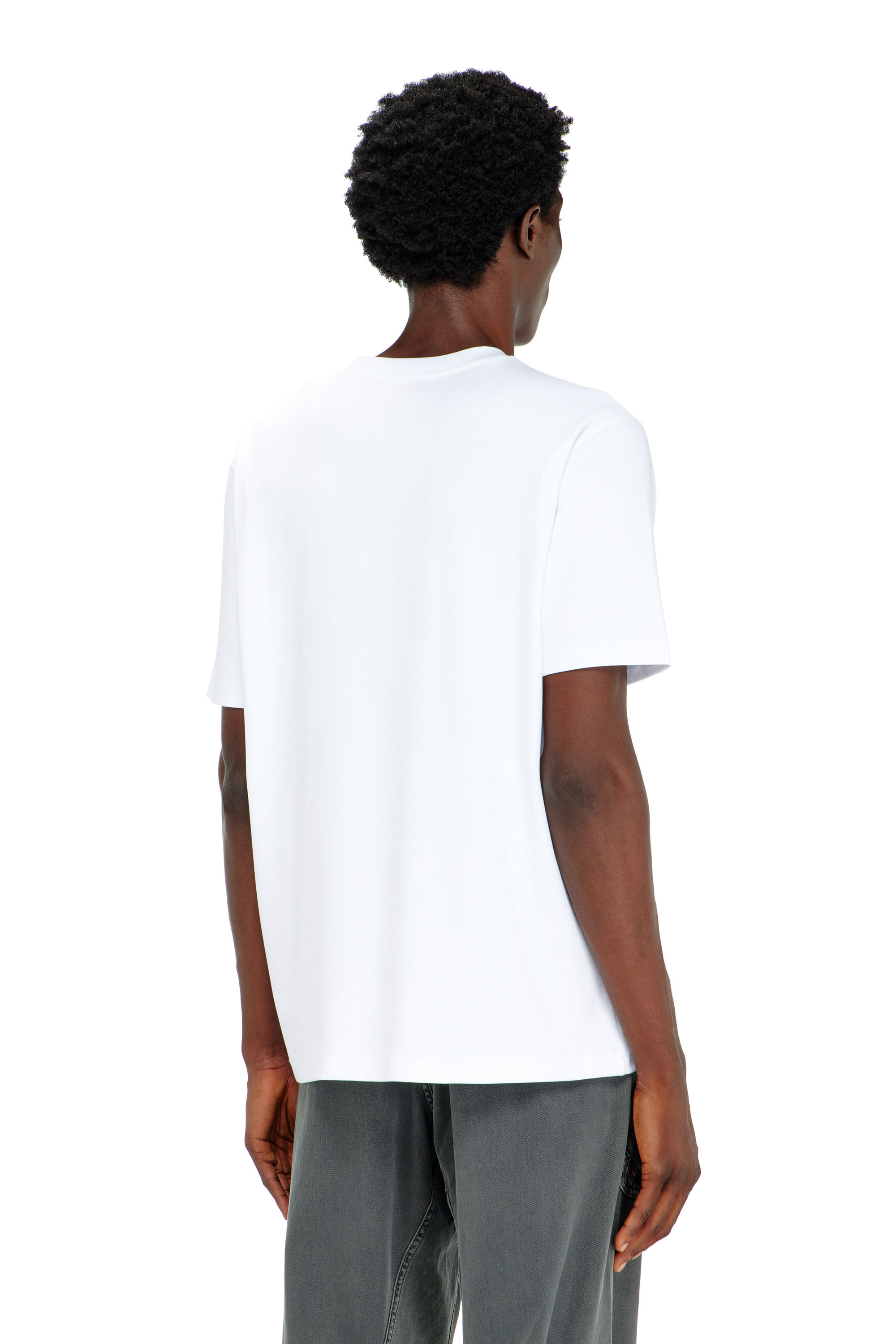 Diesel - T-ADJUST-AA2, T-shirt en interlock de coton avec logo brod&eacute; Homme in Blanc - 4
