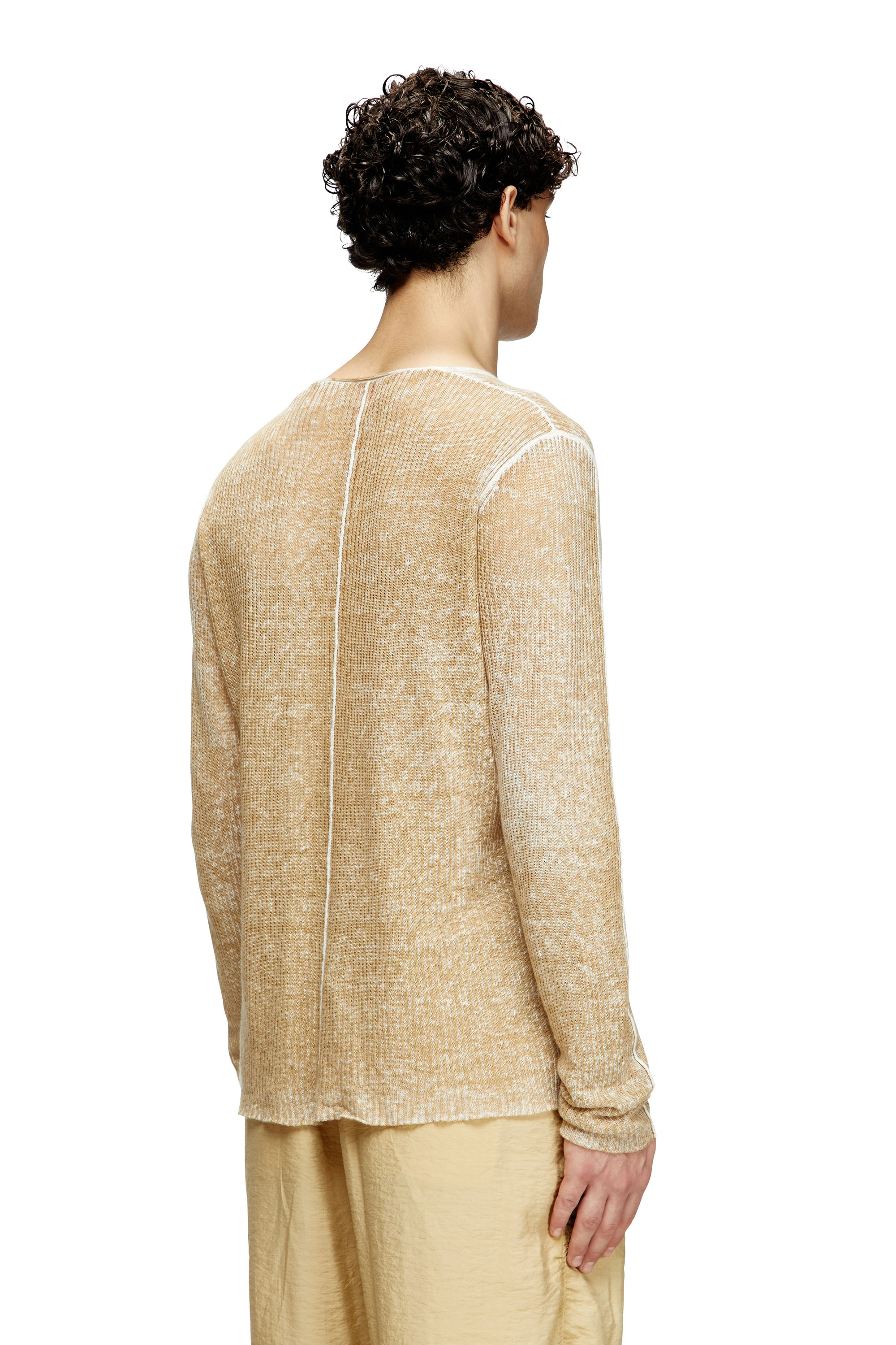 Diesel - K-ROBBEL, Pull à imprimé intérieur avec détail contrasté Homme in Beige - 4