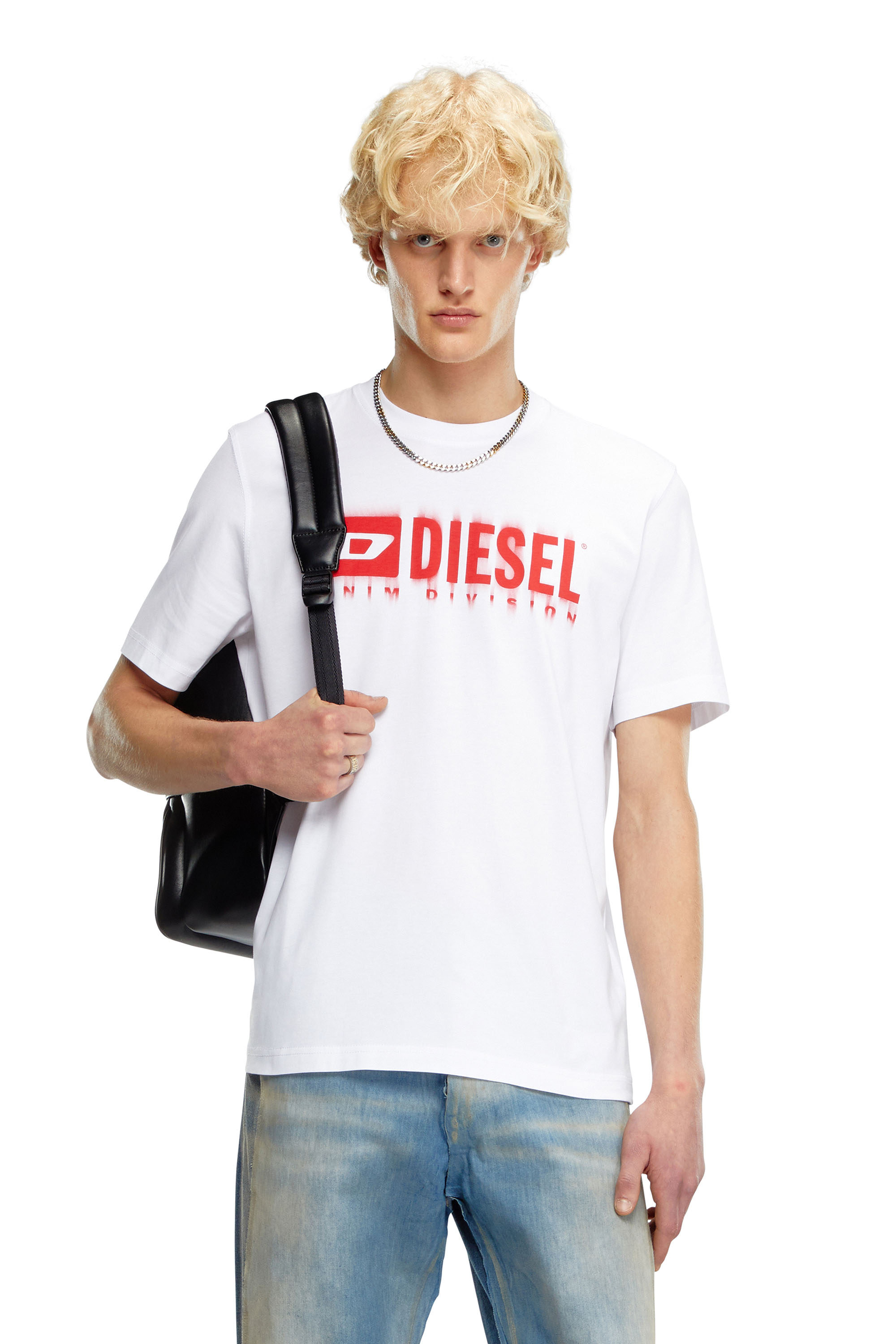 Diesel - T-ADJUST-Q7, Homme T-shirt avec logo Diesel effet flou in Blanc - Image 1