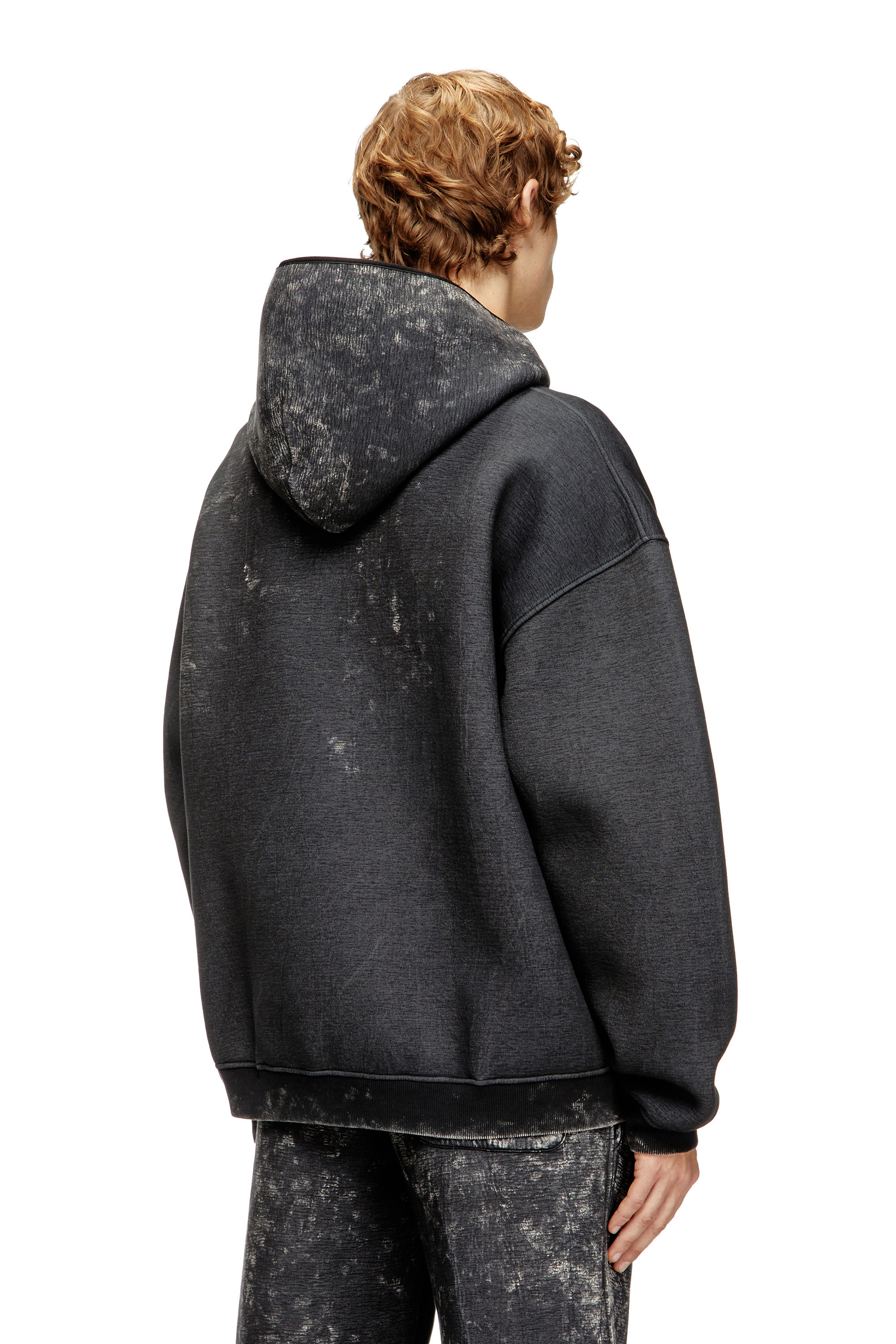 Diesel - S-BOXT-CHAN-HOOD, Hoodie d&eacute;contract&eacute; en n&eacute;opr&egrave;ne avec effet marbr&eacute; Homme in Gris - 4