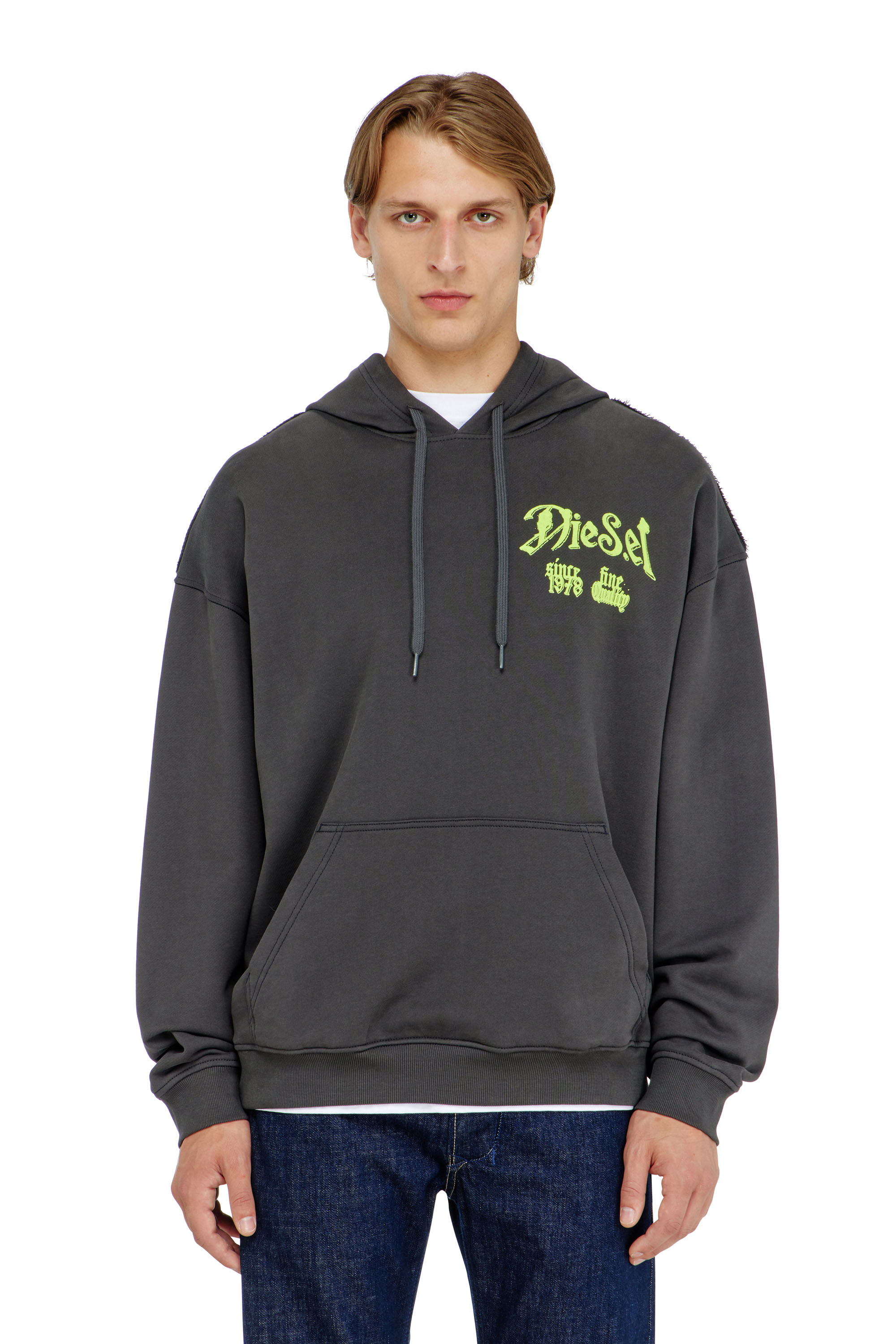 Diesel - S-BOXT-HOOD-AA2, Sweat &agrave; capuche en coton avec graphismes floqu&eacute;s Homme in ToBeDefined - 3