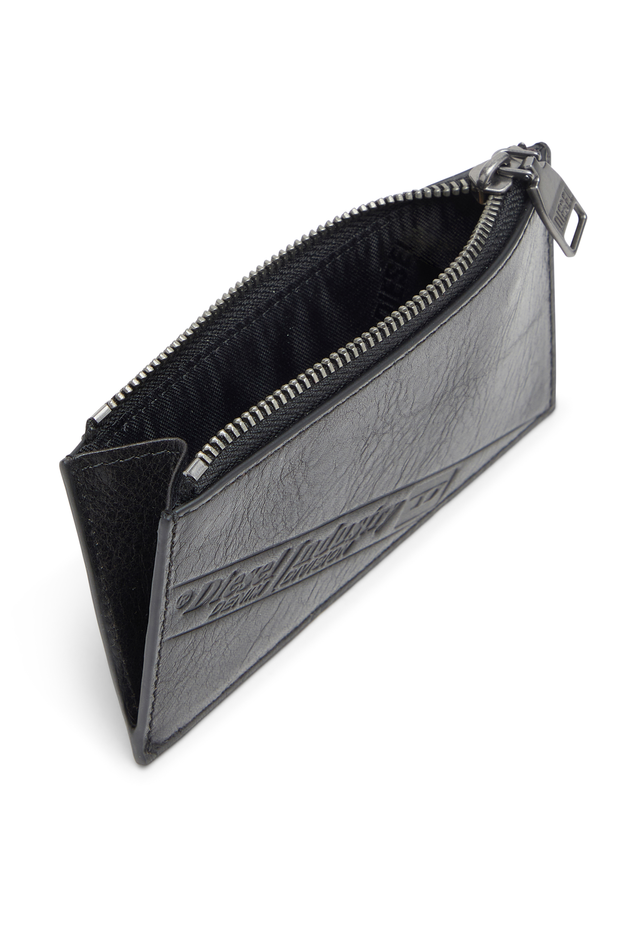 Diesel - FLAG-D CARD HOLDER III, Porte-cartes en cuir avec fermeture éclair Homme in Noir - 3