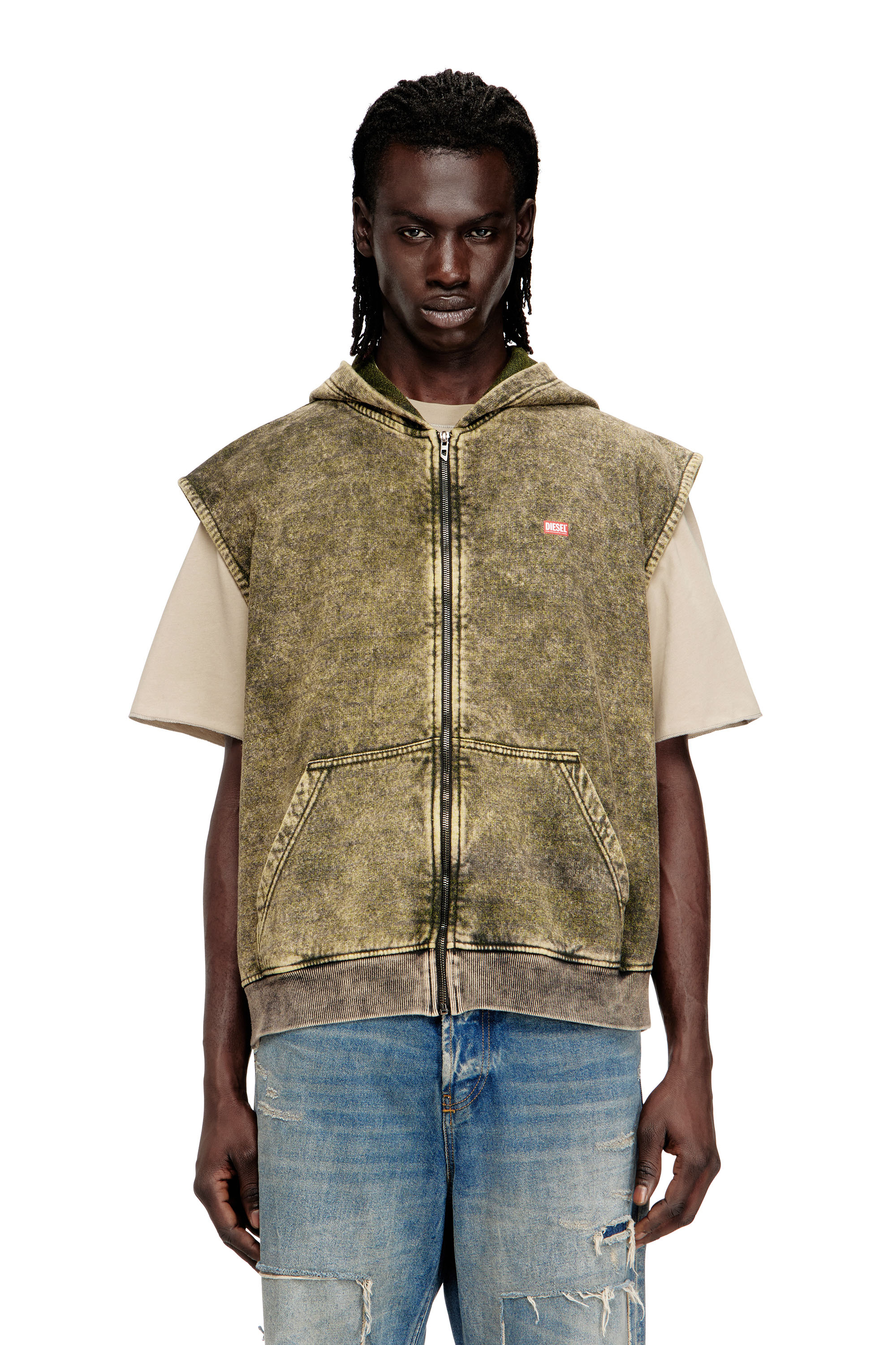 Diesel - S-BOXT-SL-ZIP, Sweat à capuche avec effet délavé et logo Diesel Homme in ToBeDefined - 1