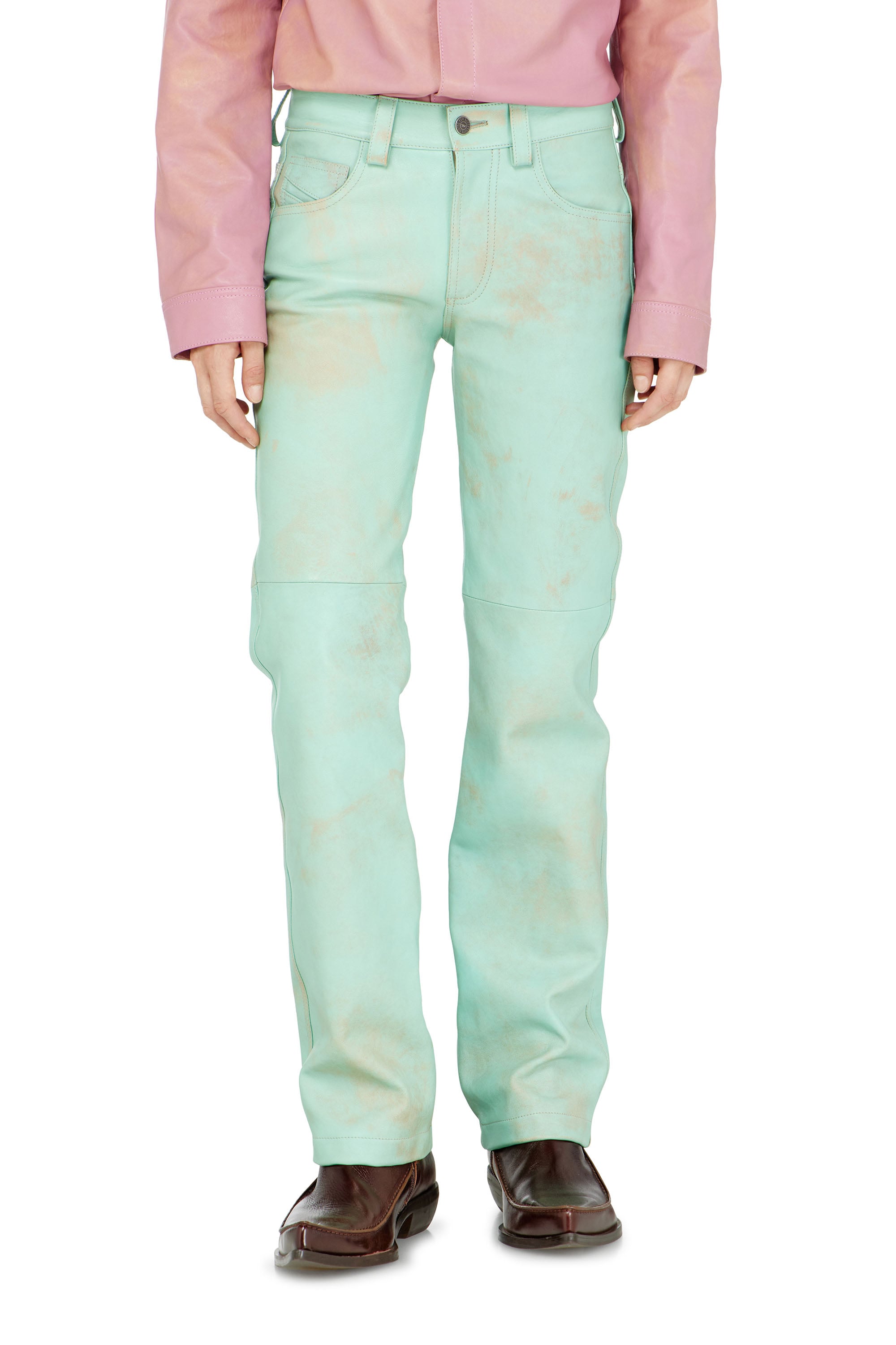 Diesel - L-POCKA, Pantalon en cuir trait&eacute; Femme in ToBeDefined - 2