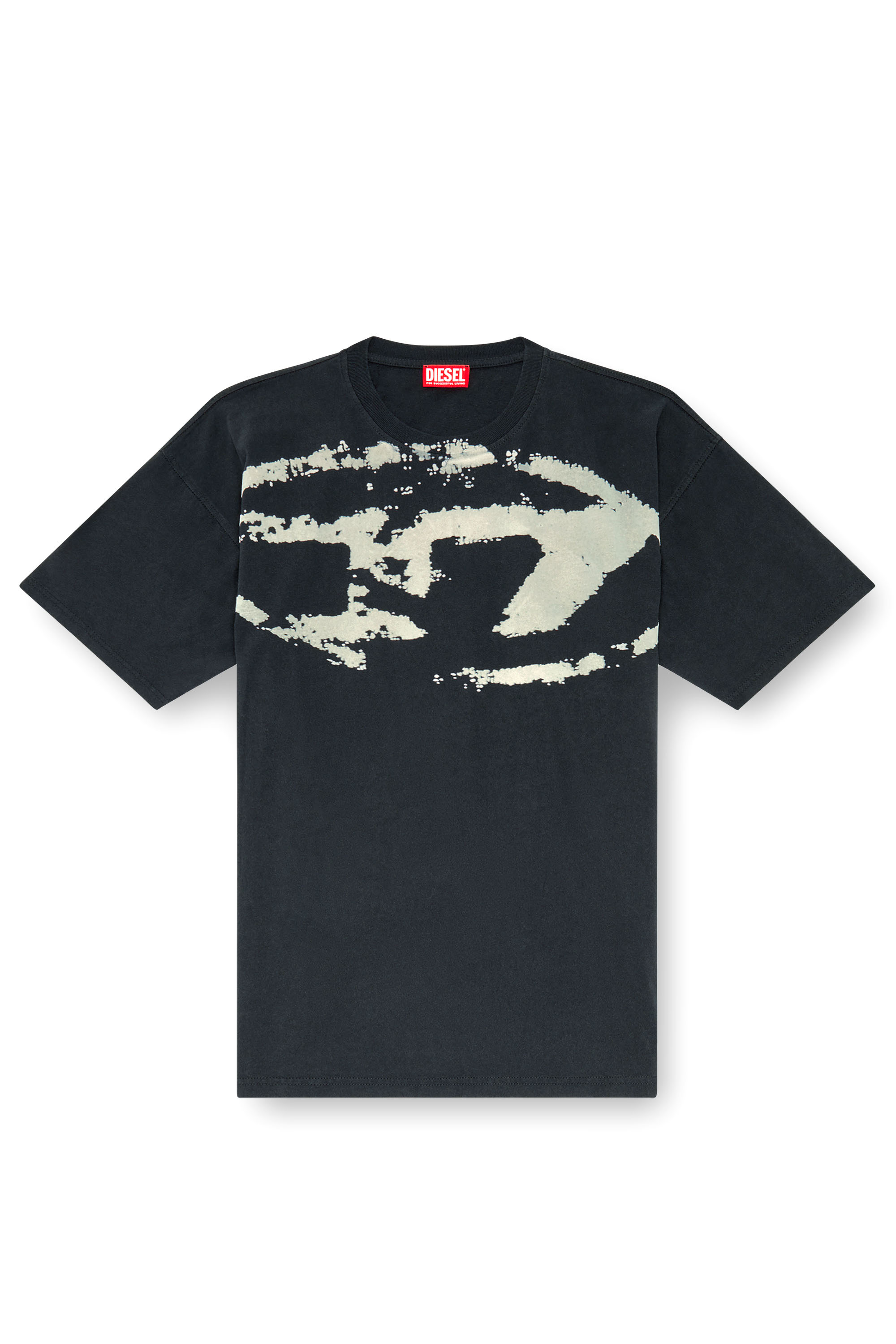 Diesel - T-BOXT-N14, T-shirt avec logo floqu&eacute; effet vieilli Homme in Noir - 3