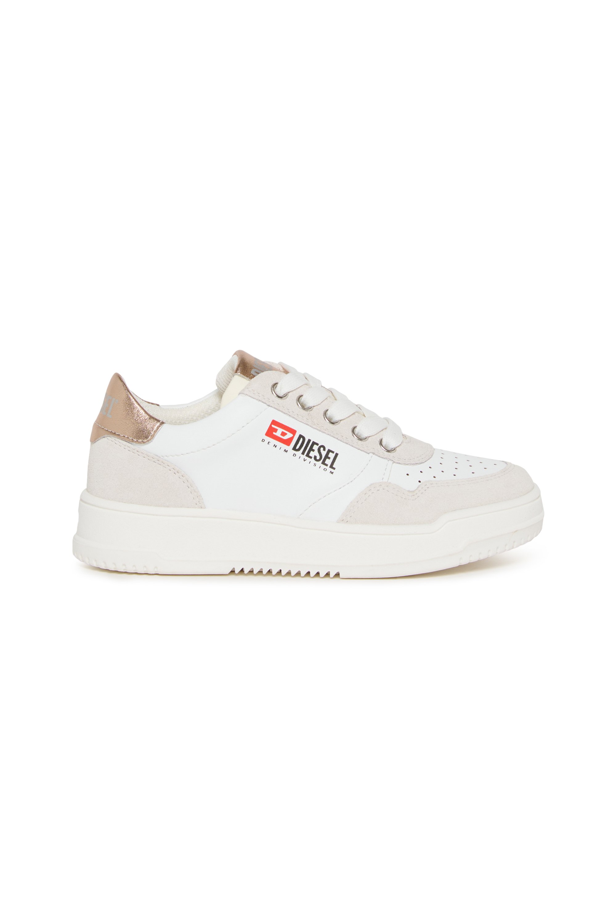 Diesel - S-CASCOUN, Unisex's S-CASCOUN-Sneakers in leather with side logo in White/Pink - 1