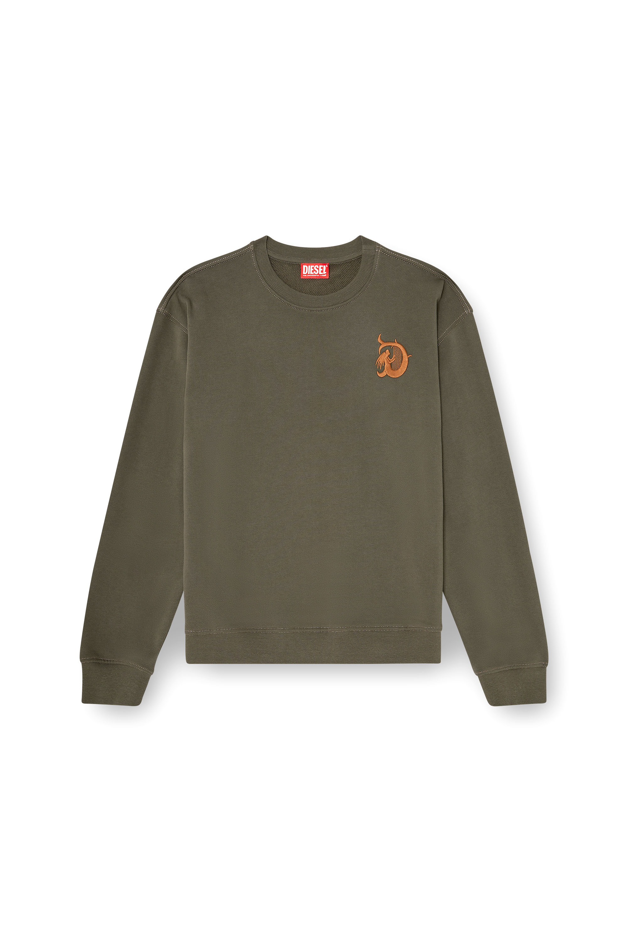 Diesel - S-NORM-AA4, Sweat-shirt avec broderie et imprim&eacute; flock Homme in Vert - 3