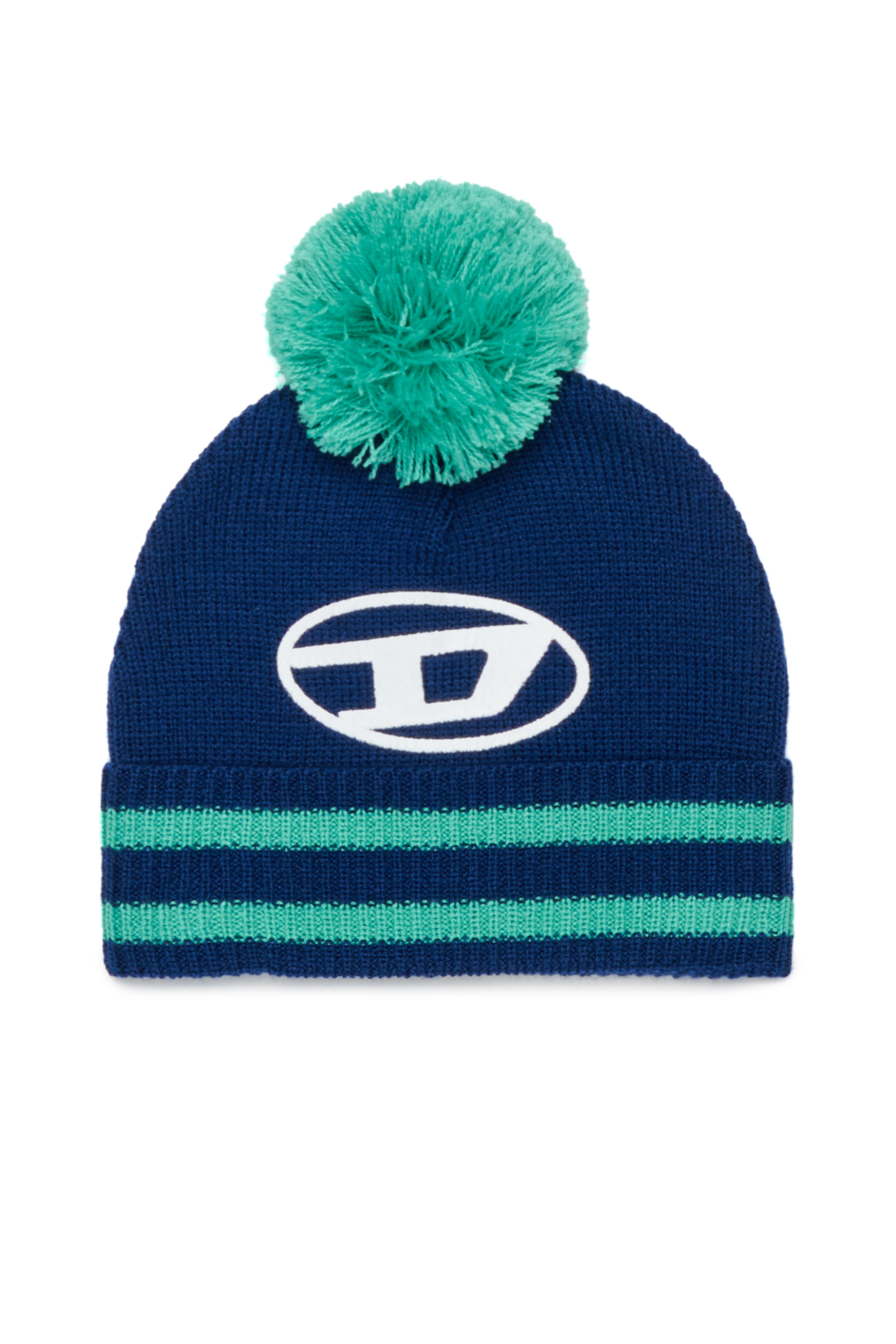 Diesel - FUTEEB, Bonnet &agrave; pompon ray&eacute; en m&eacute;lange de laine Mixte in Polychrome - 1