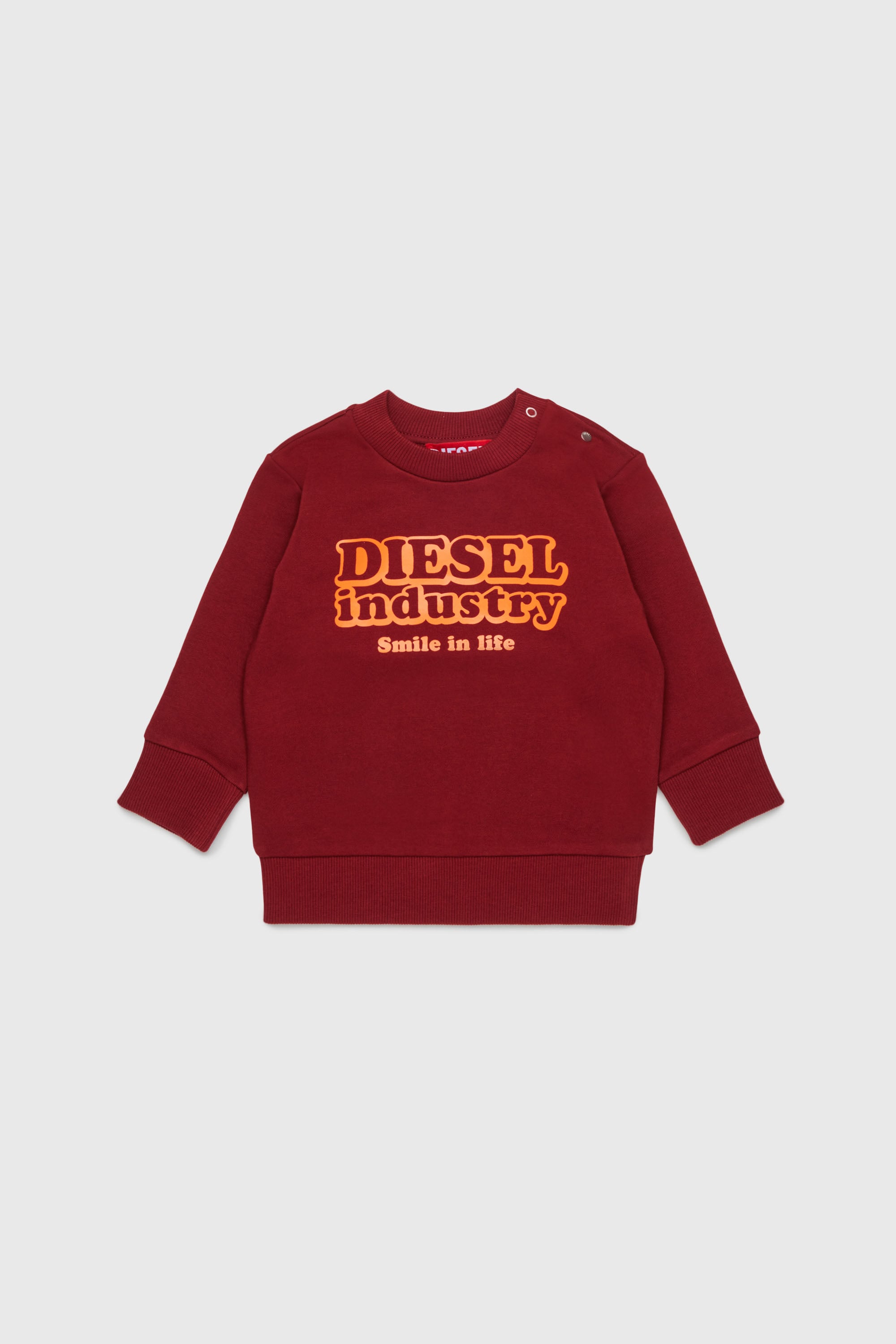 Diesel - SLODIMB, Sweatshirt en coton avec imprim&eacute; Diesel Industry Homme in Rouge - 1