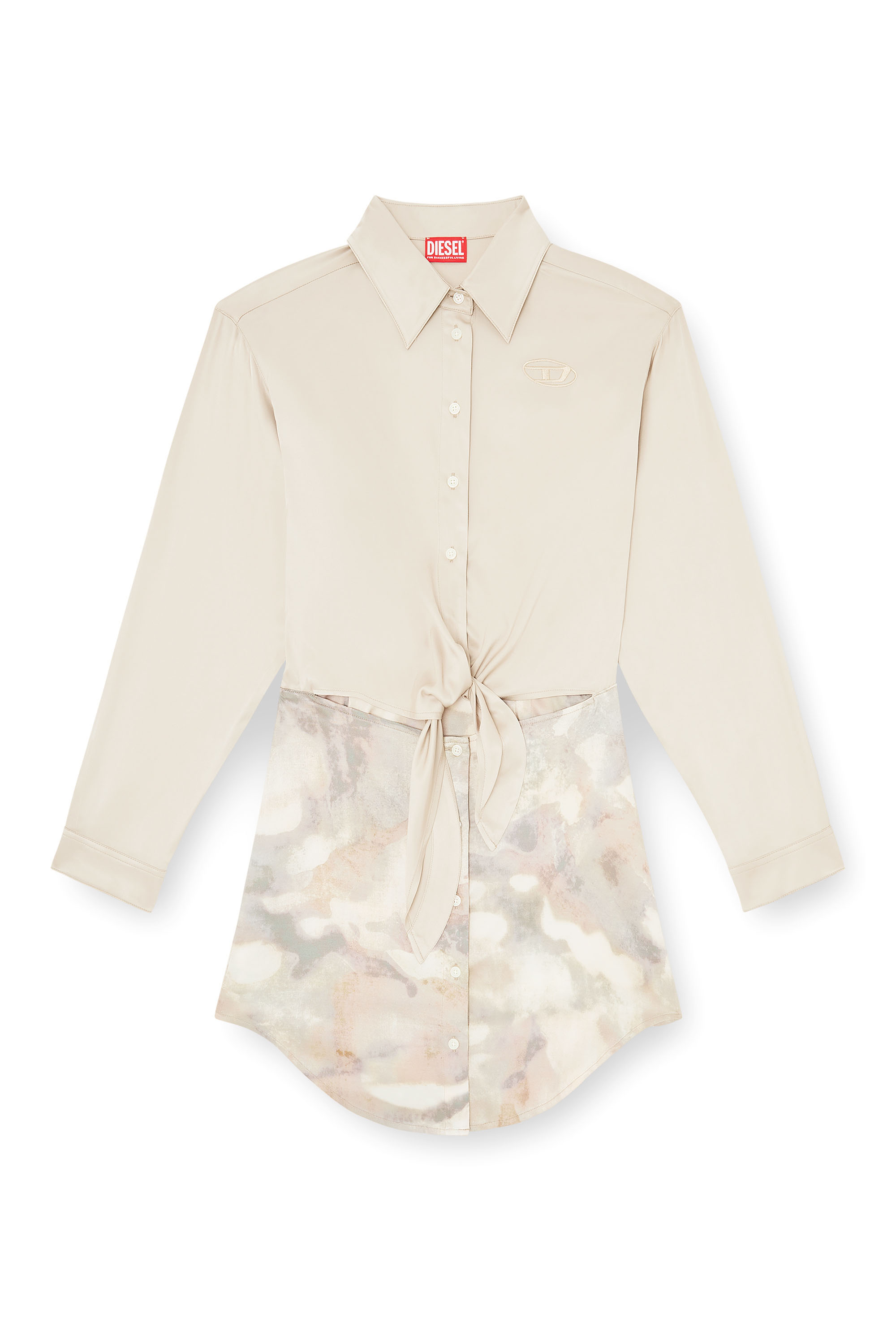 Diesel - D-ELTA-MINI, Robe courte en satin avec haut nou&eacute; Femme in Beige - 2