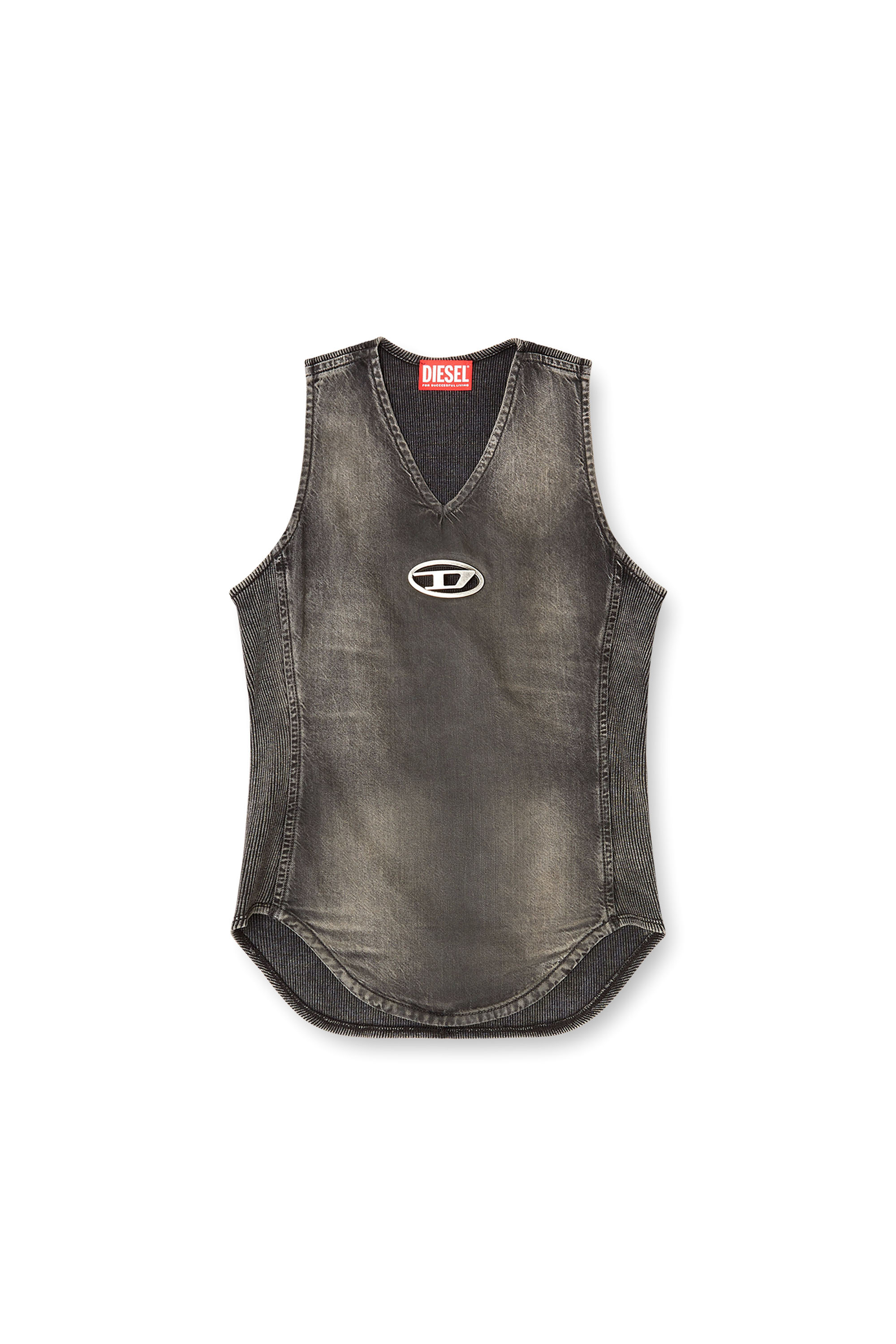 Diesel - DE-NESSI-S1, Haut en jean à effet usé Femme in Noir - 3