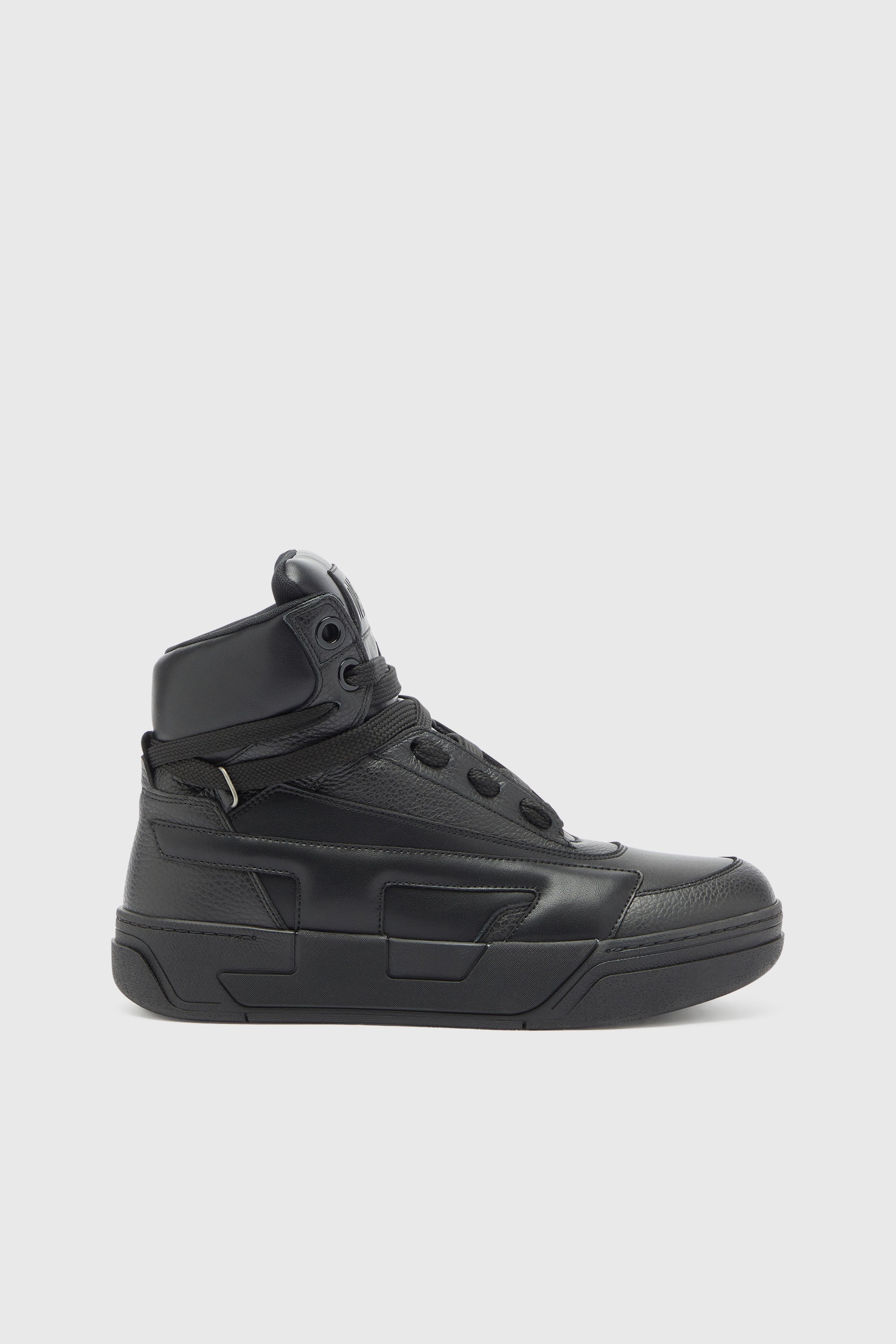 Diesel - S-D-OLLIE MID, S-D-Ollie - Sneakers montantes en cuir avec logo D Homme in Noir - 1